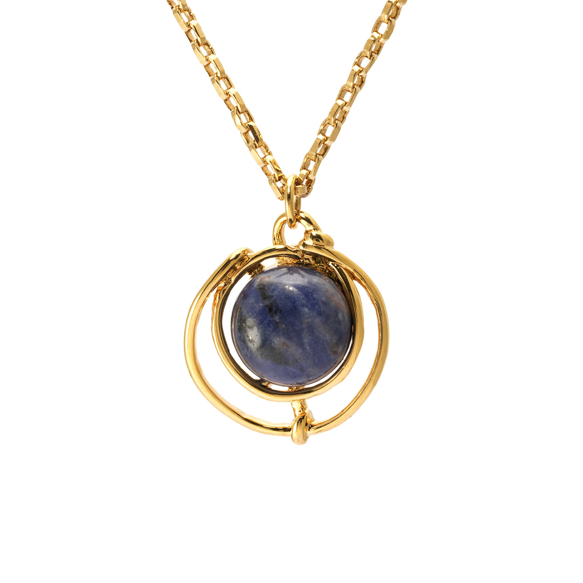 Necklace alloy blue sand stone plated real gold