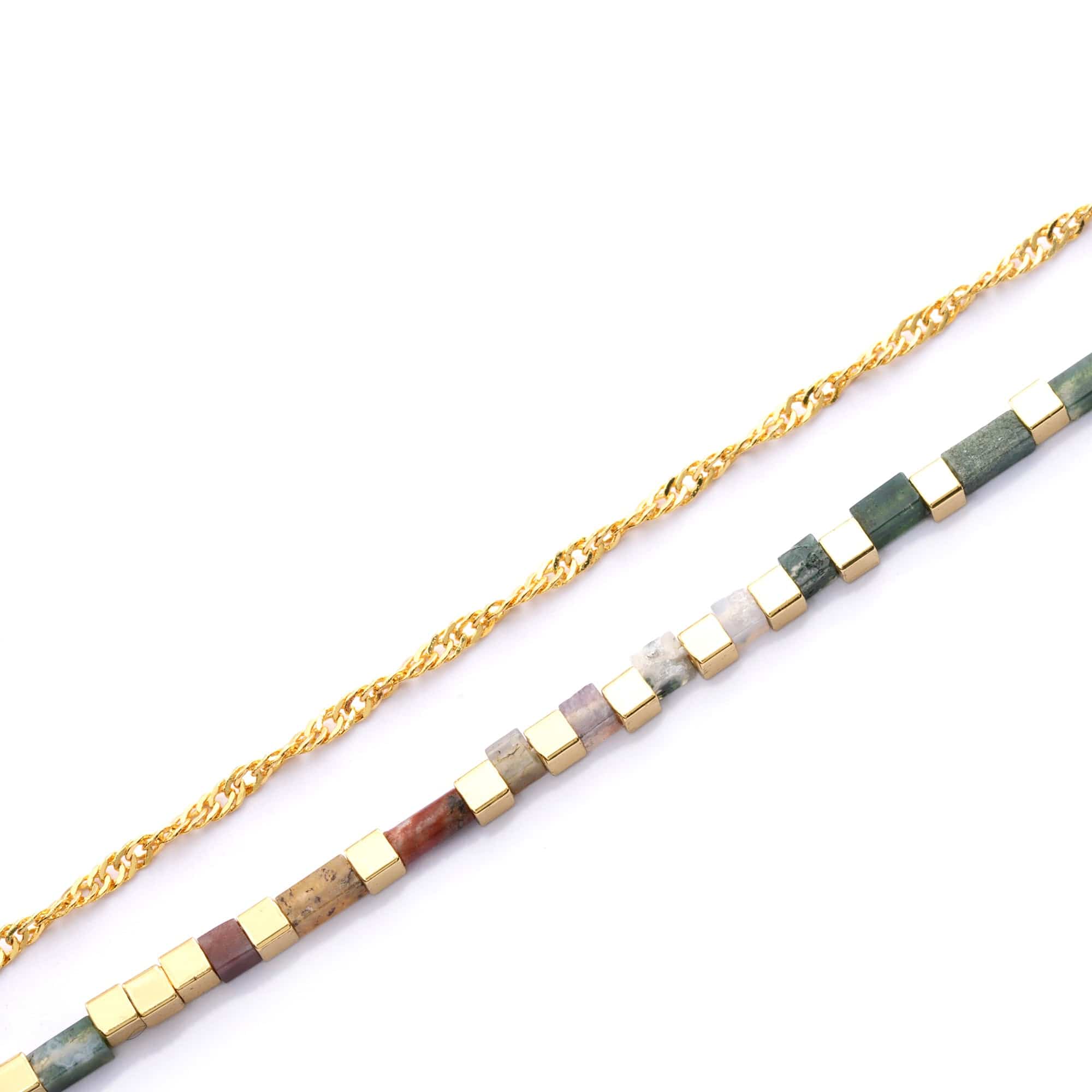 Brass Plated Necklaces, White Crystal Dipped Color, Electroplated Genuine Gold