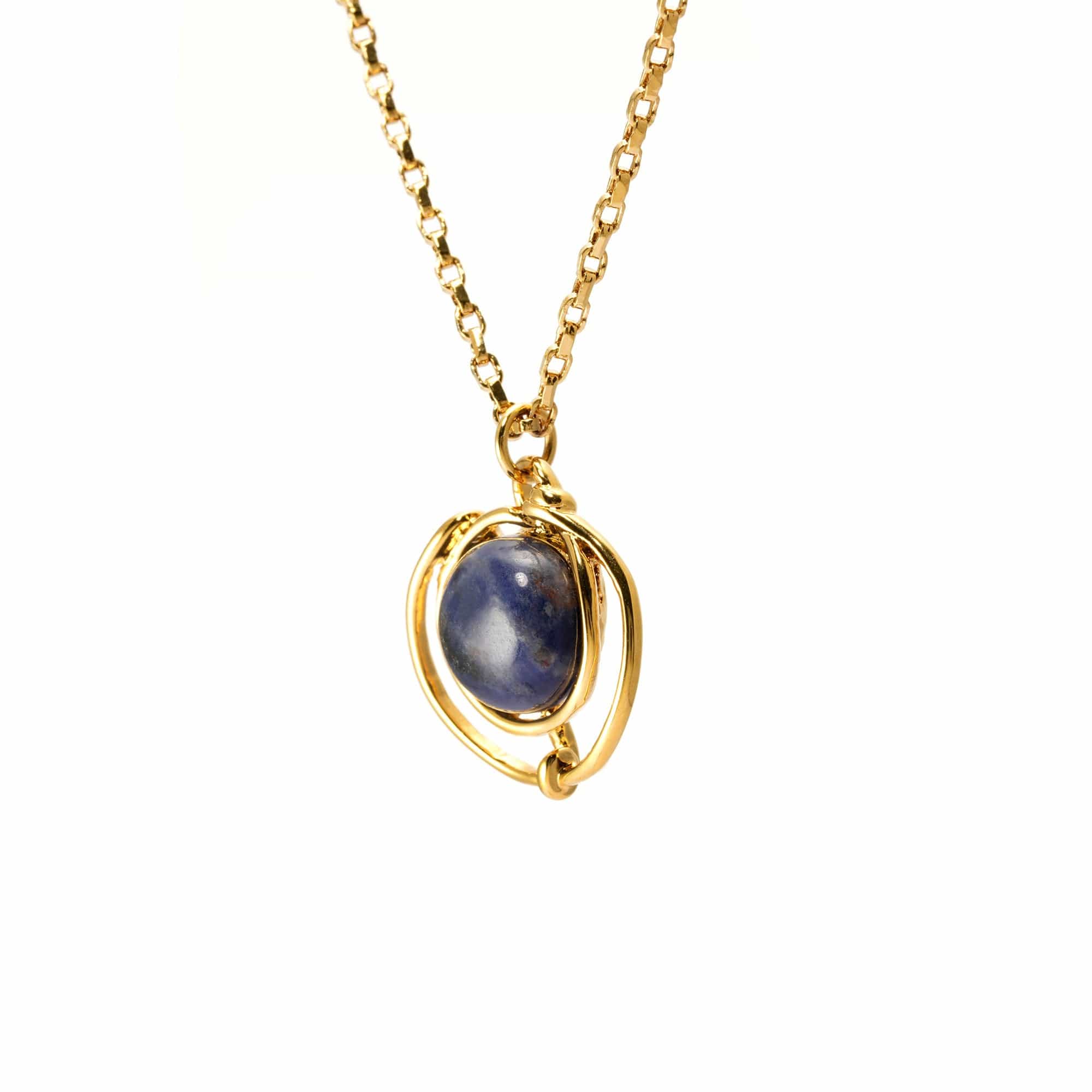 Necklace alloy blue sand stone plated real gold
