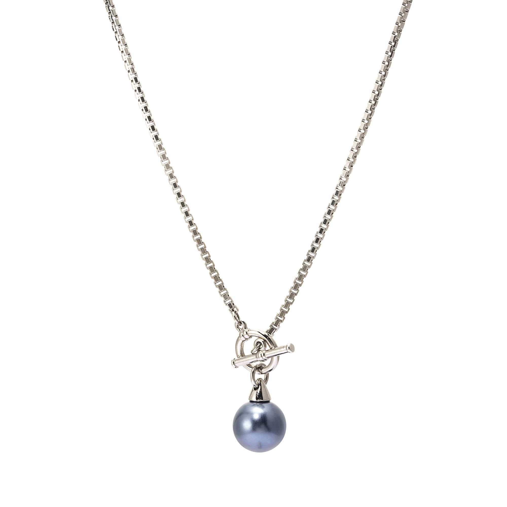 Necklace alloy crystal pearl plated silver done old