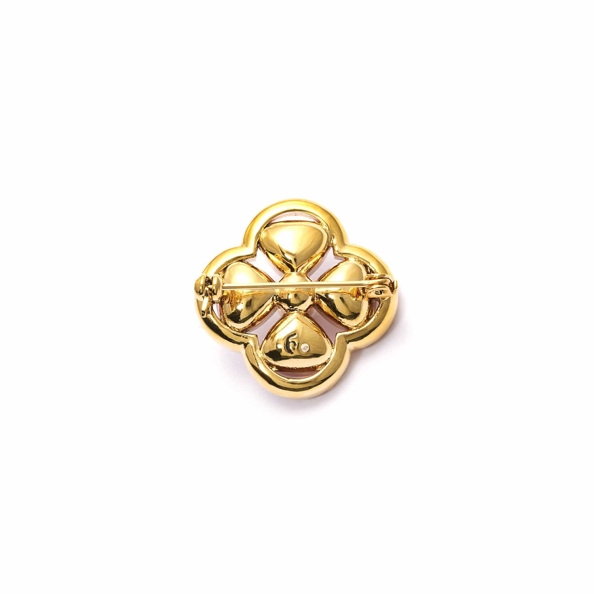 Brooch brass opal Austrian rhinestone plated Russian gold