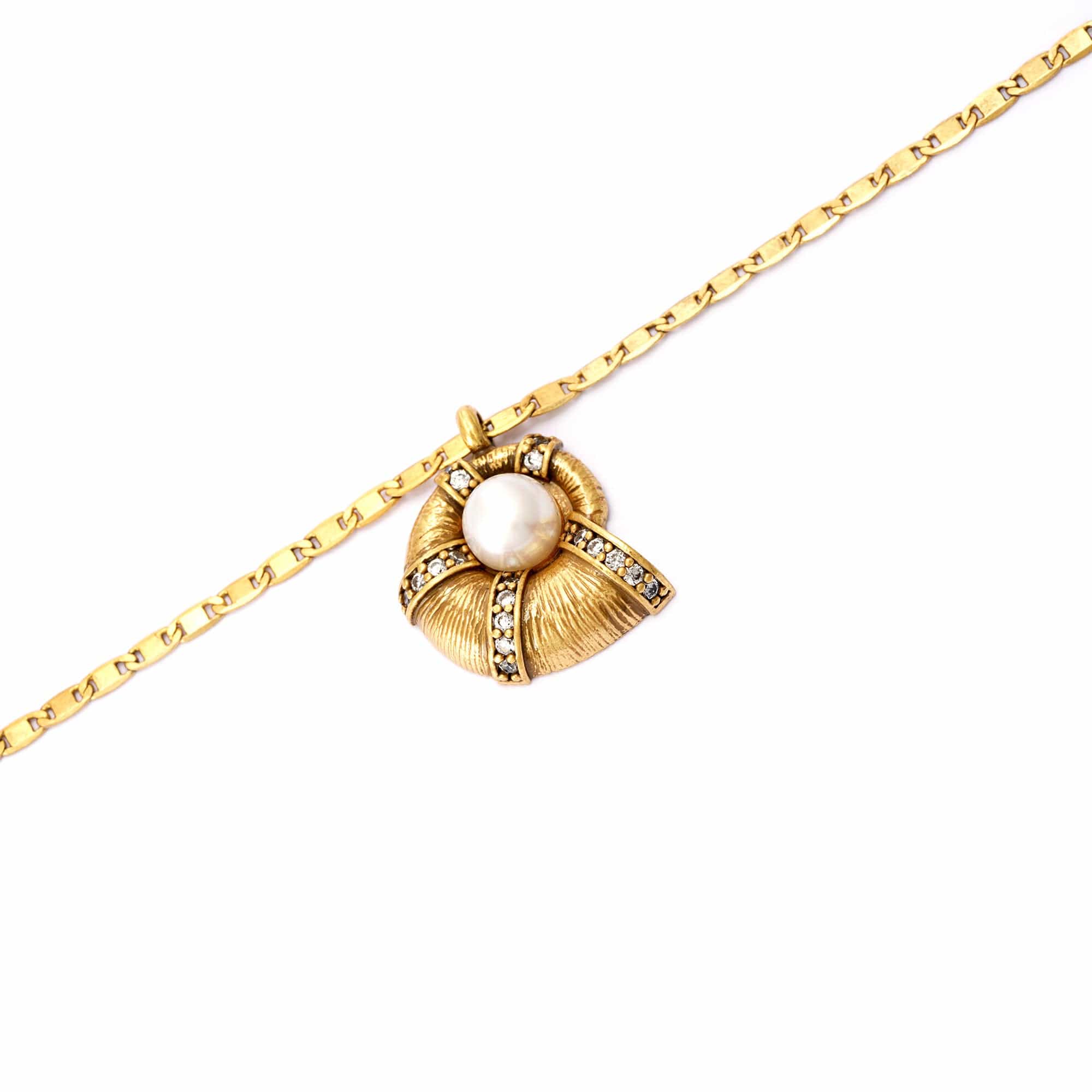 Necklace brass crystal pearl plated Russian gold