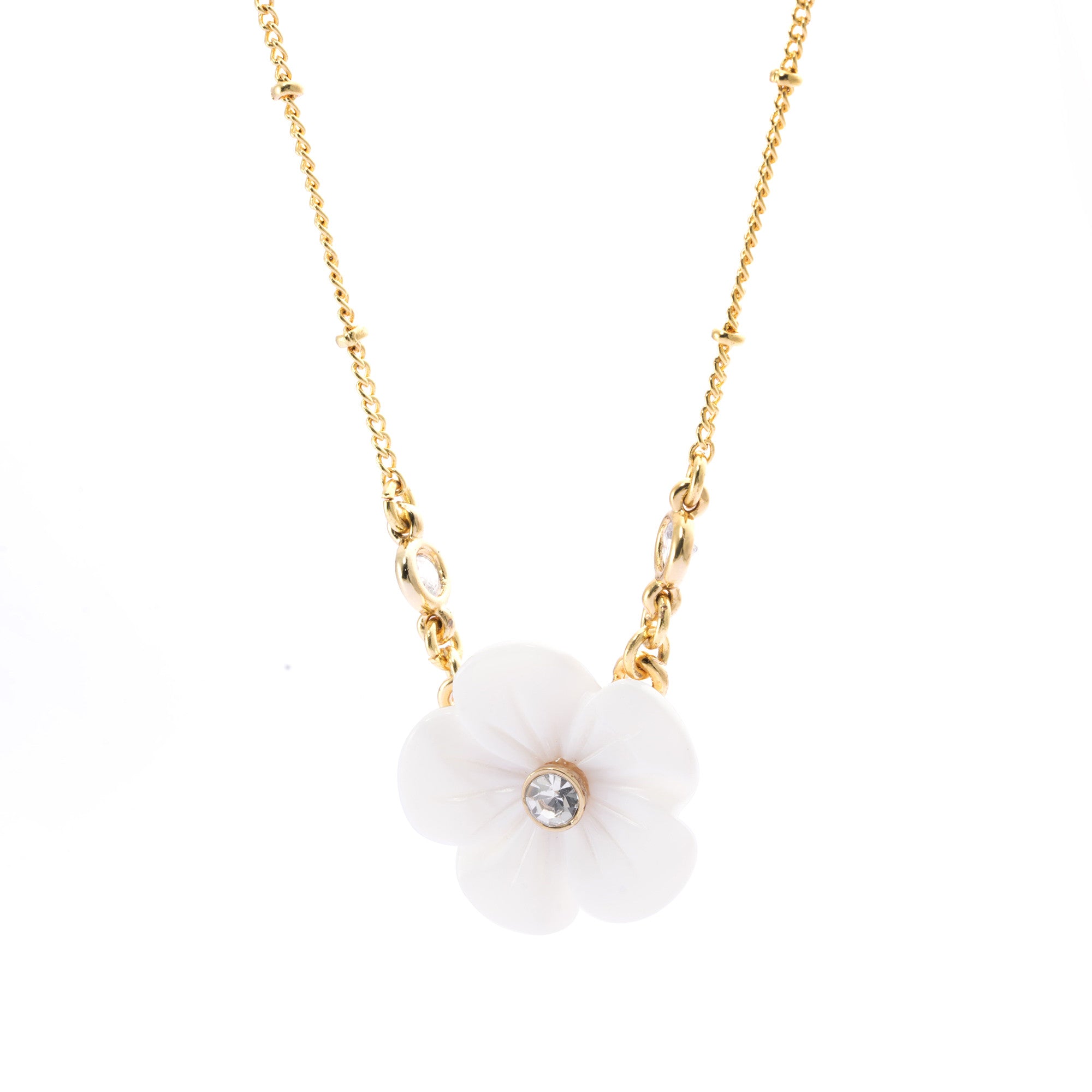 Necklace brass fritillion Austrian rhinestone plated Russian gold