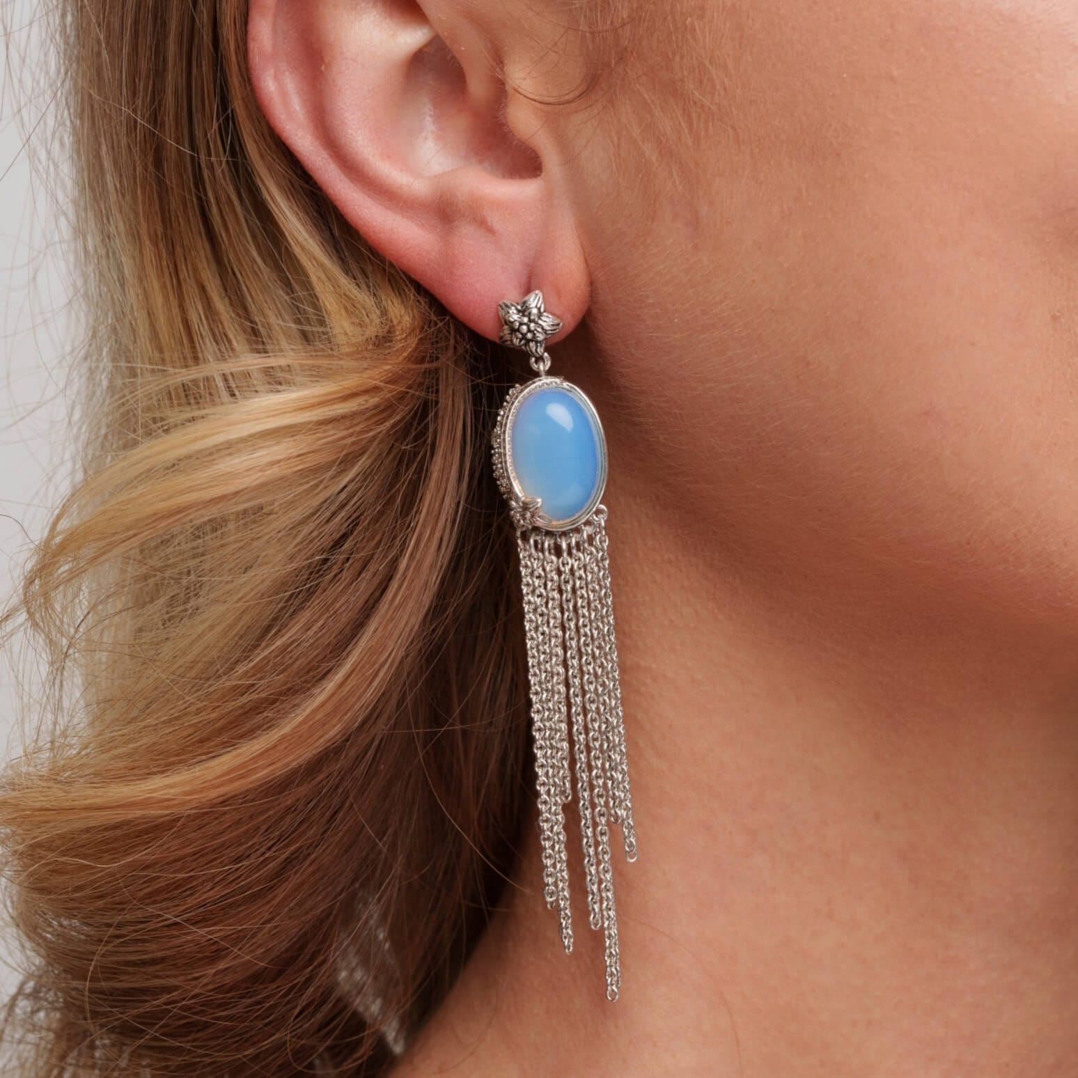 Pendiente Radiant Elegance bañado en plata