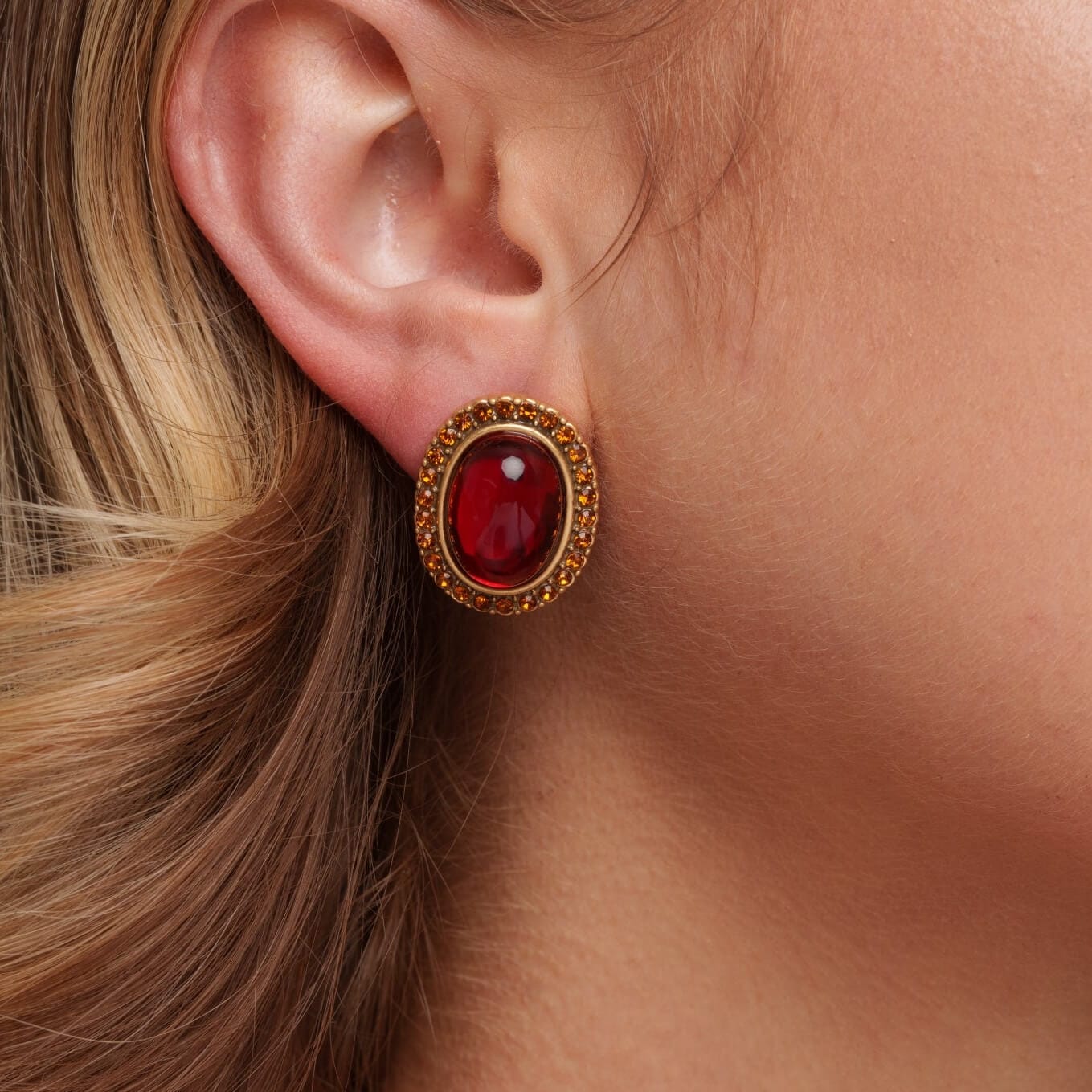 Boucle d'oreille Fiery Heat plaquée or 18 carats