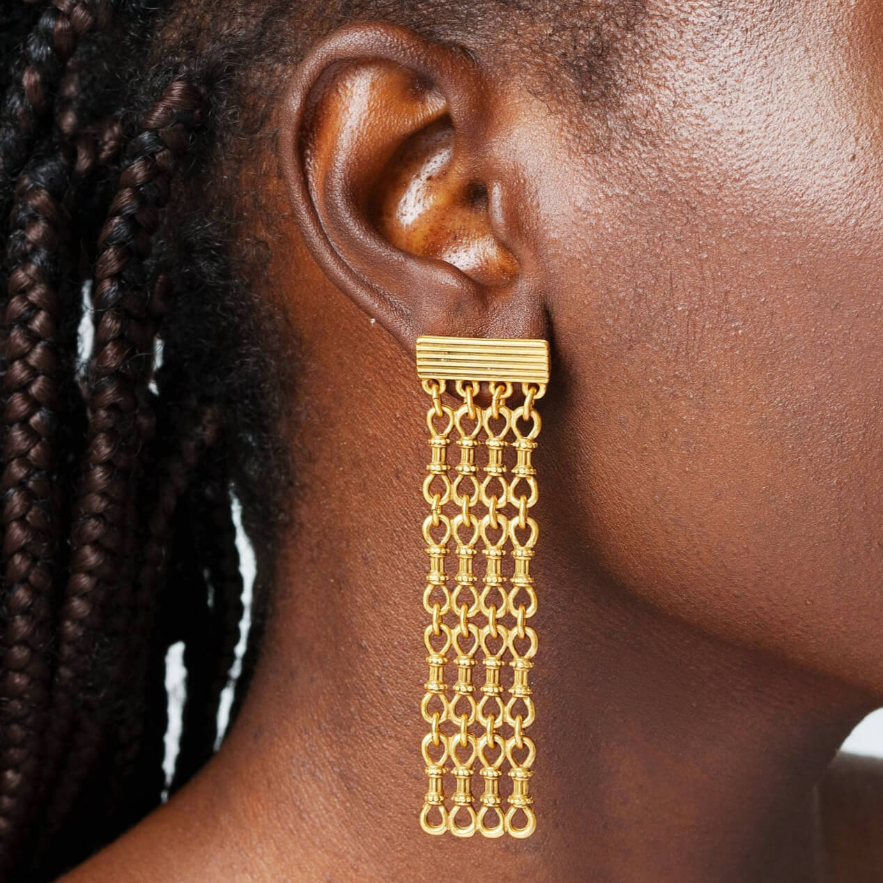 Armor Cascade Gold Hoop Earrings