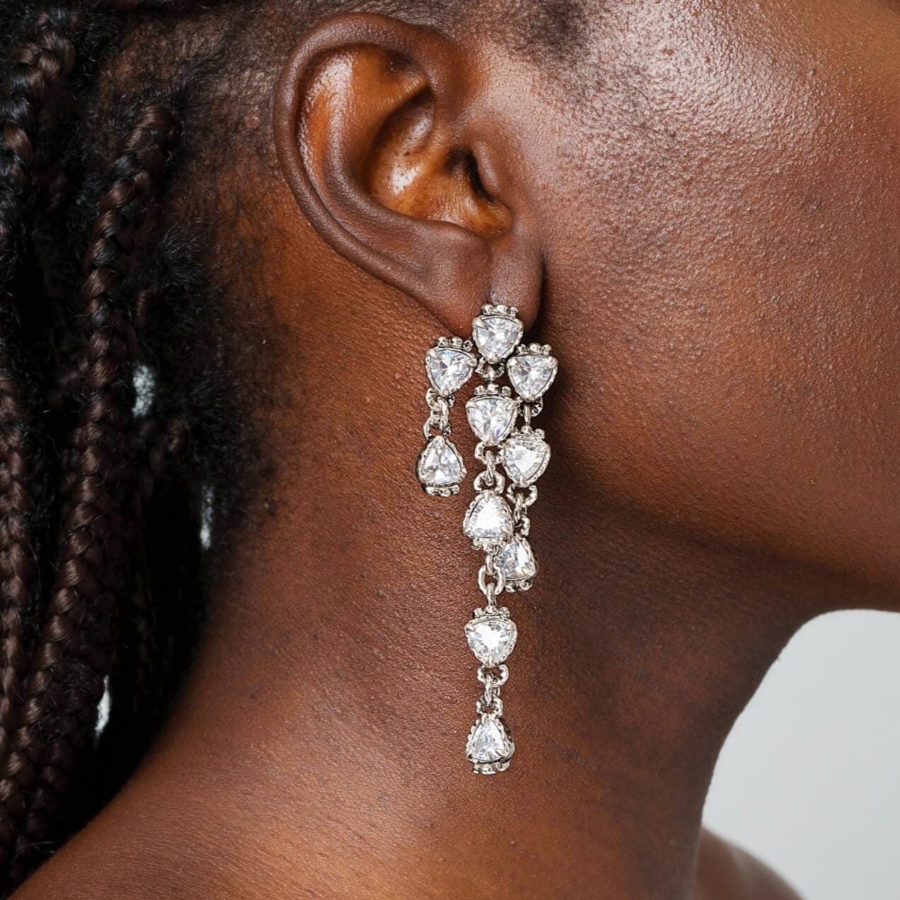 Pendientes de aro bañados en plata en cascada