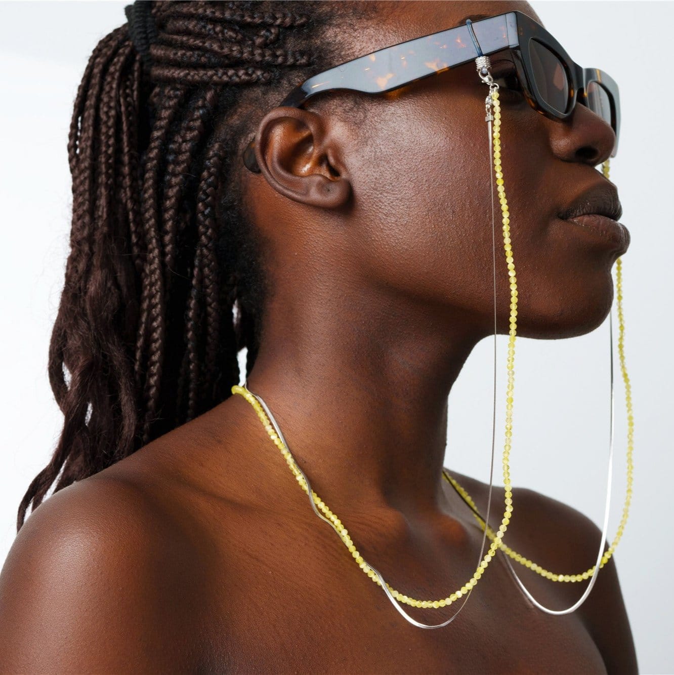 Glasses chain brass crystal Austrian crystal plated silver made old