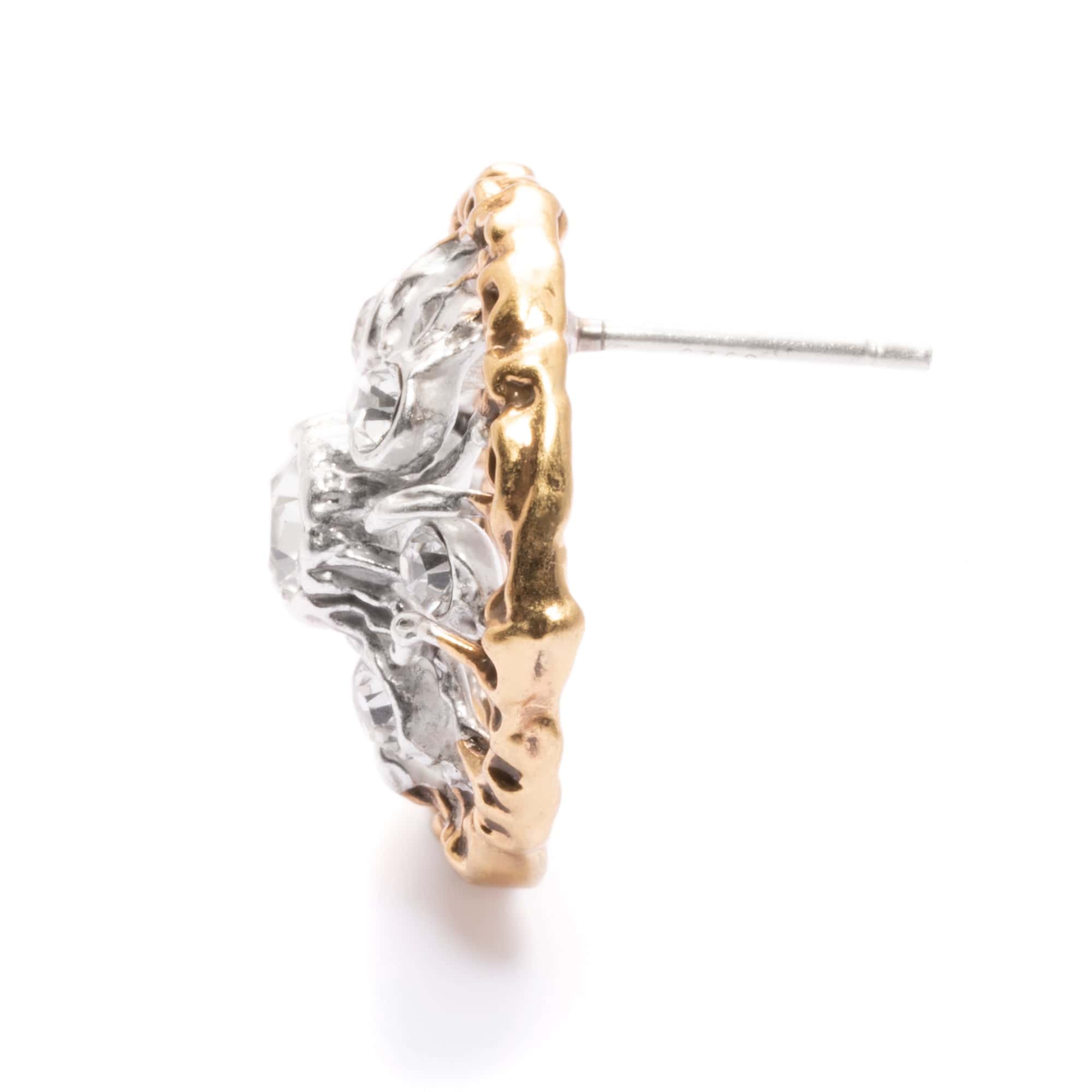 Brass Plated Earrings, Imported Austrian Rhinestones, Electroplated Vegan Silver, Russian Genuine Gold