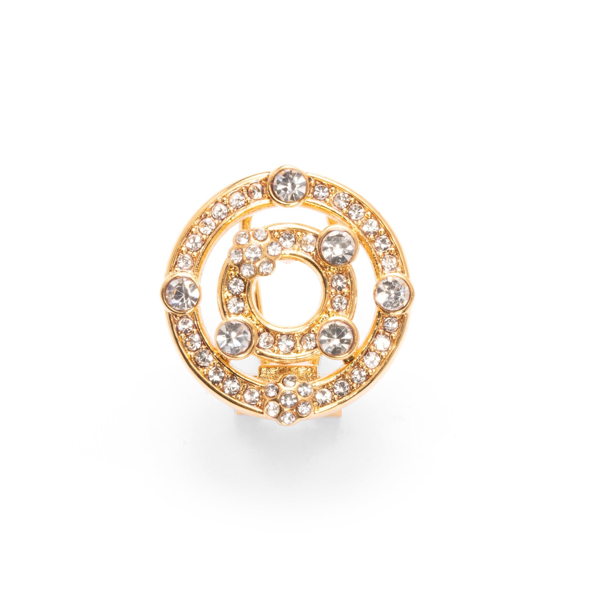 Earrings, Imported Austrian Rhinestones, Brass Plated With Russian Genuine Gold