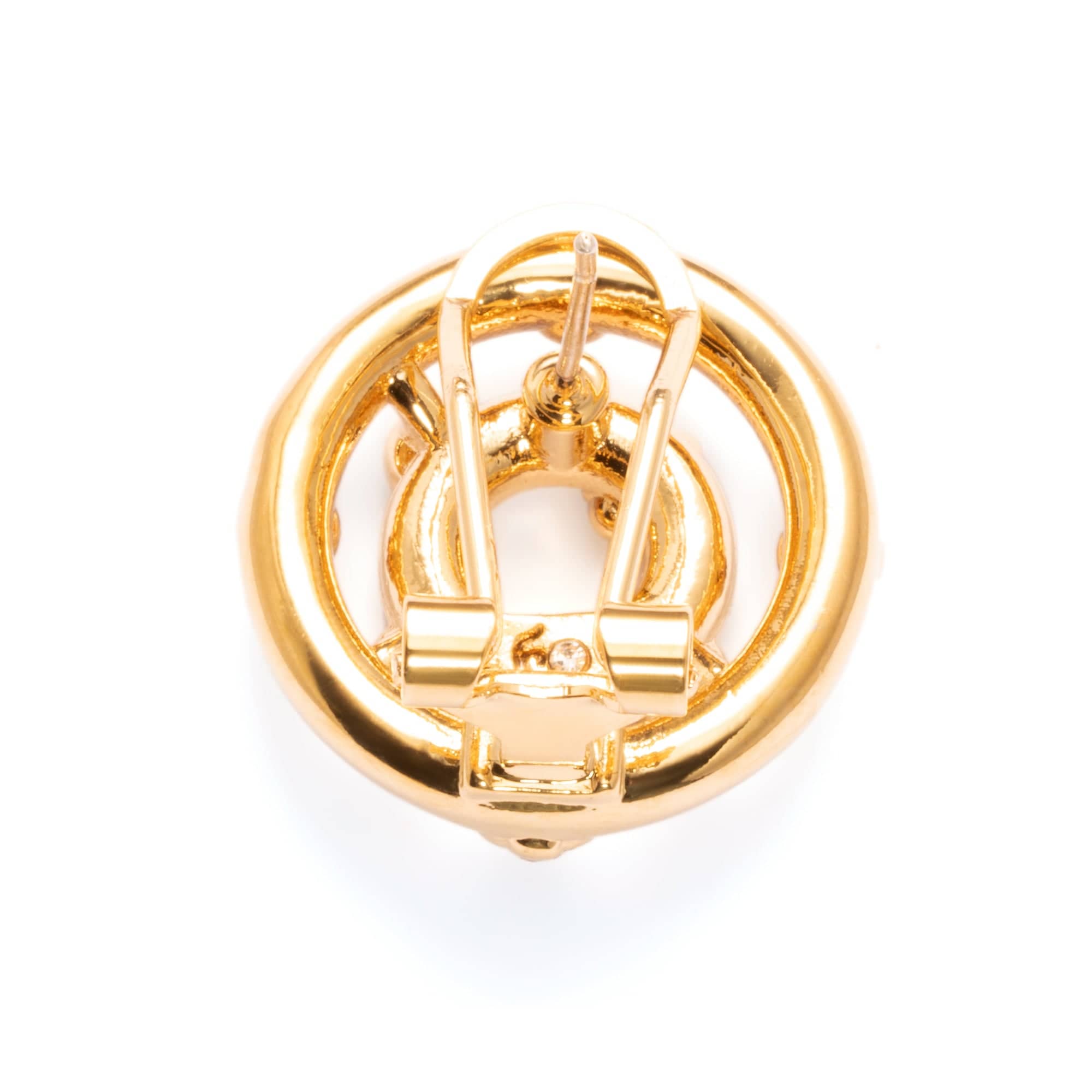 Earrings, Imported Austrian Rhinestones, Brass Plated With Russian Genuine Gold