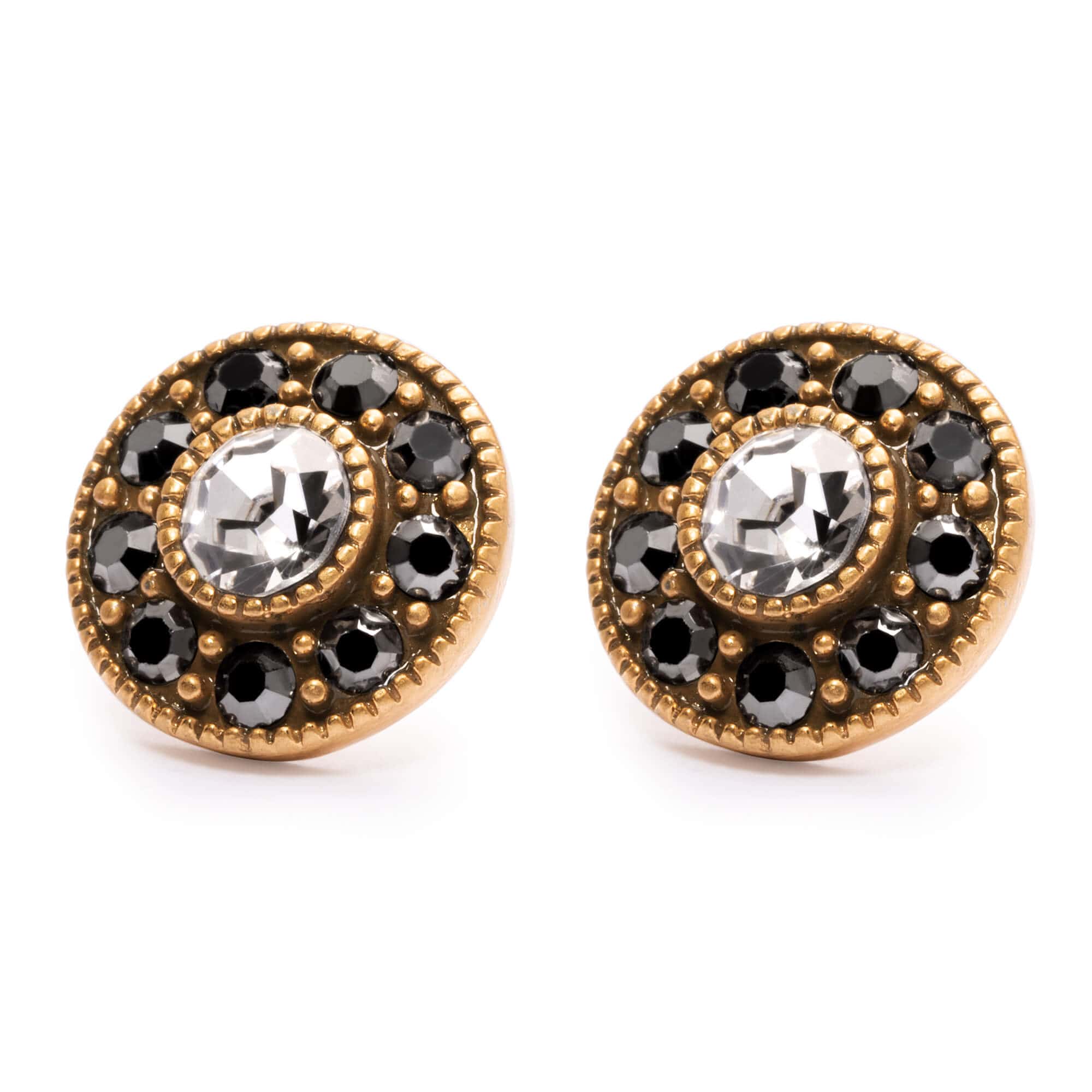 Alloy Earrings, Imported Austrian Rhinestones, Russian Genuine Gold