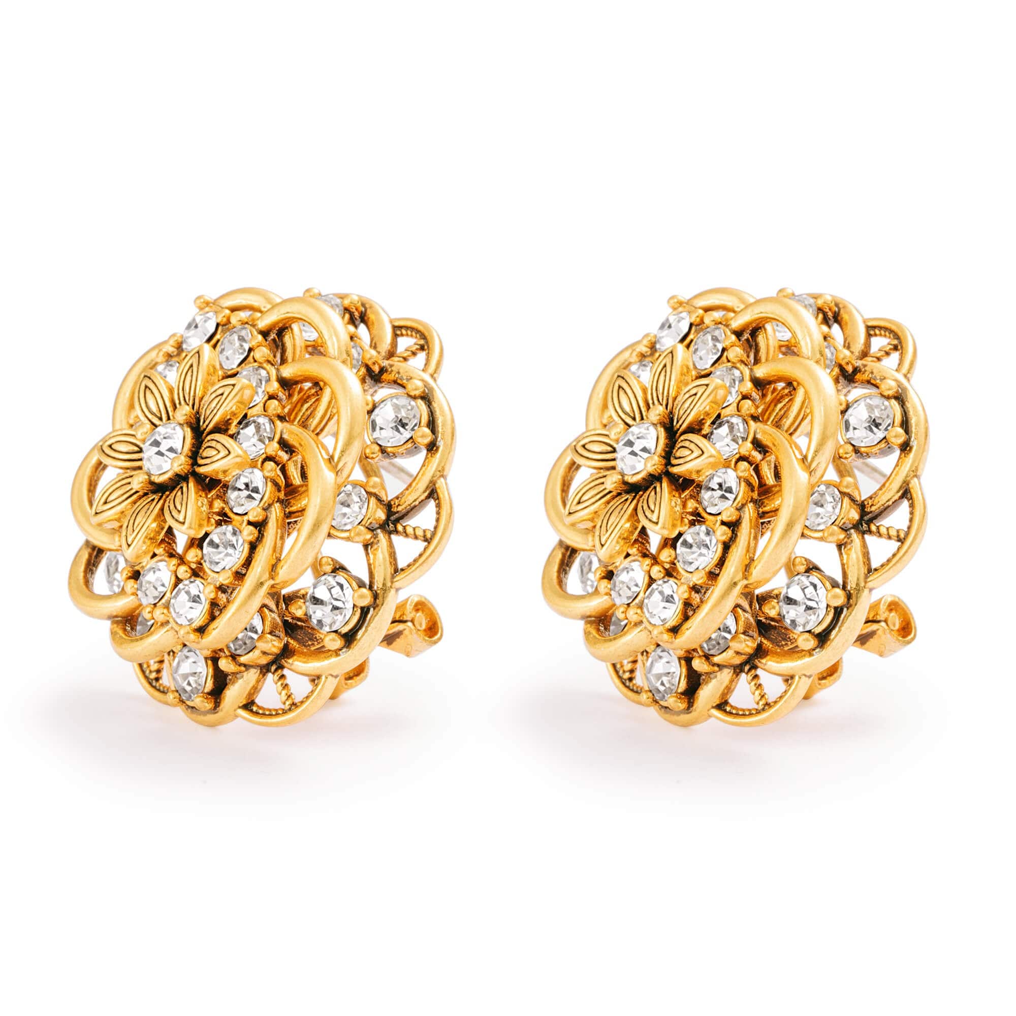 Earrings, Brass with Russian Gold Plating, Austrian Rhinestone