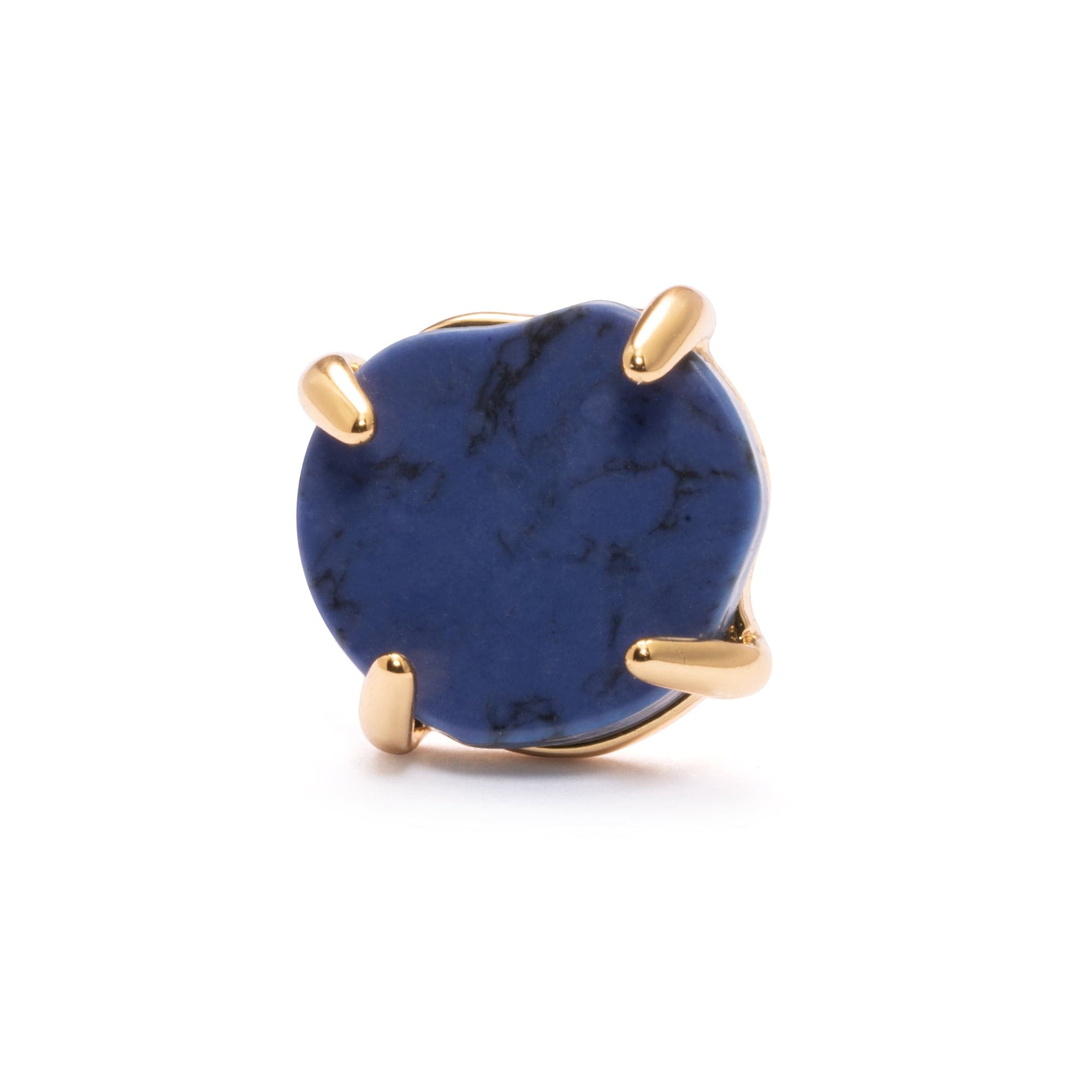 Brass Earrings, Lapis Lazuli, Electroplated Genuine Gold Stud