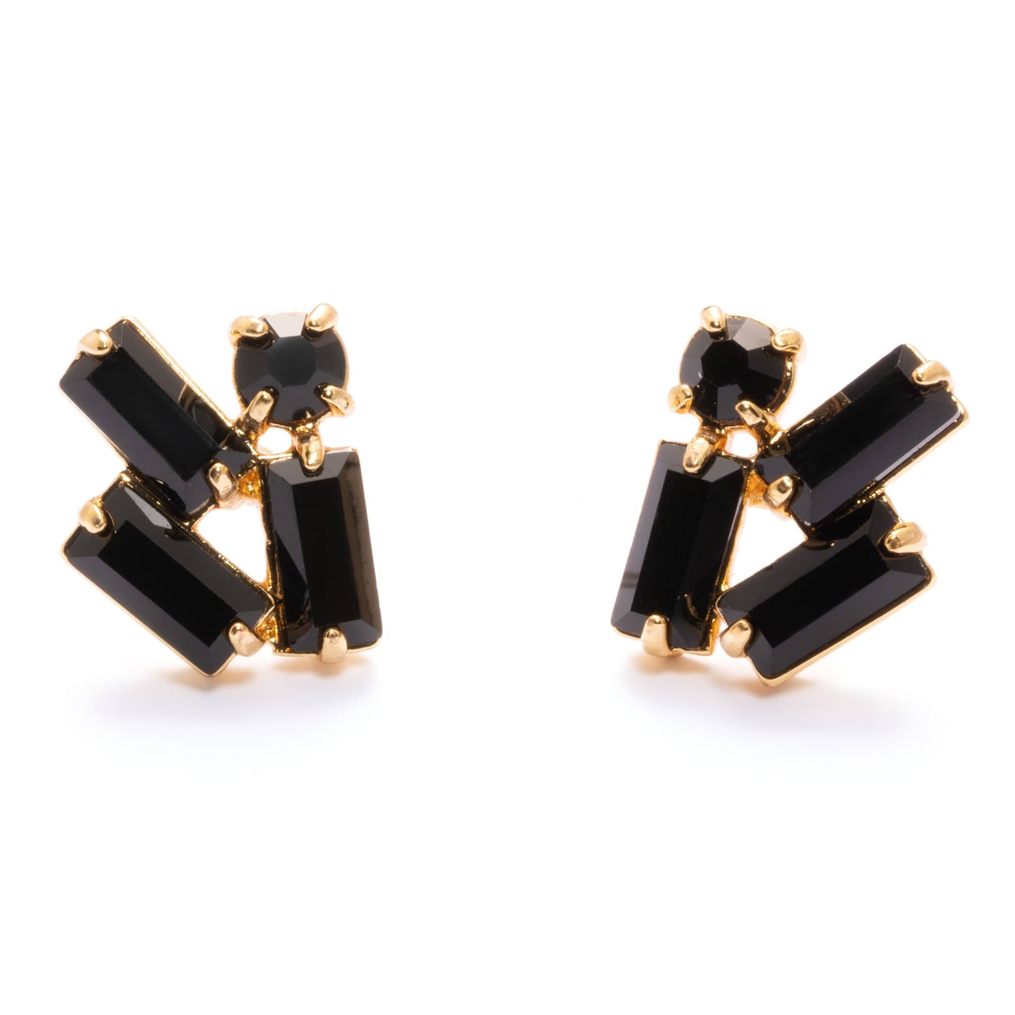 Earrings, Austrian Crystal & Rhinestones, Brass Plated With Russian Gold