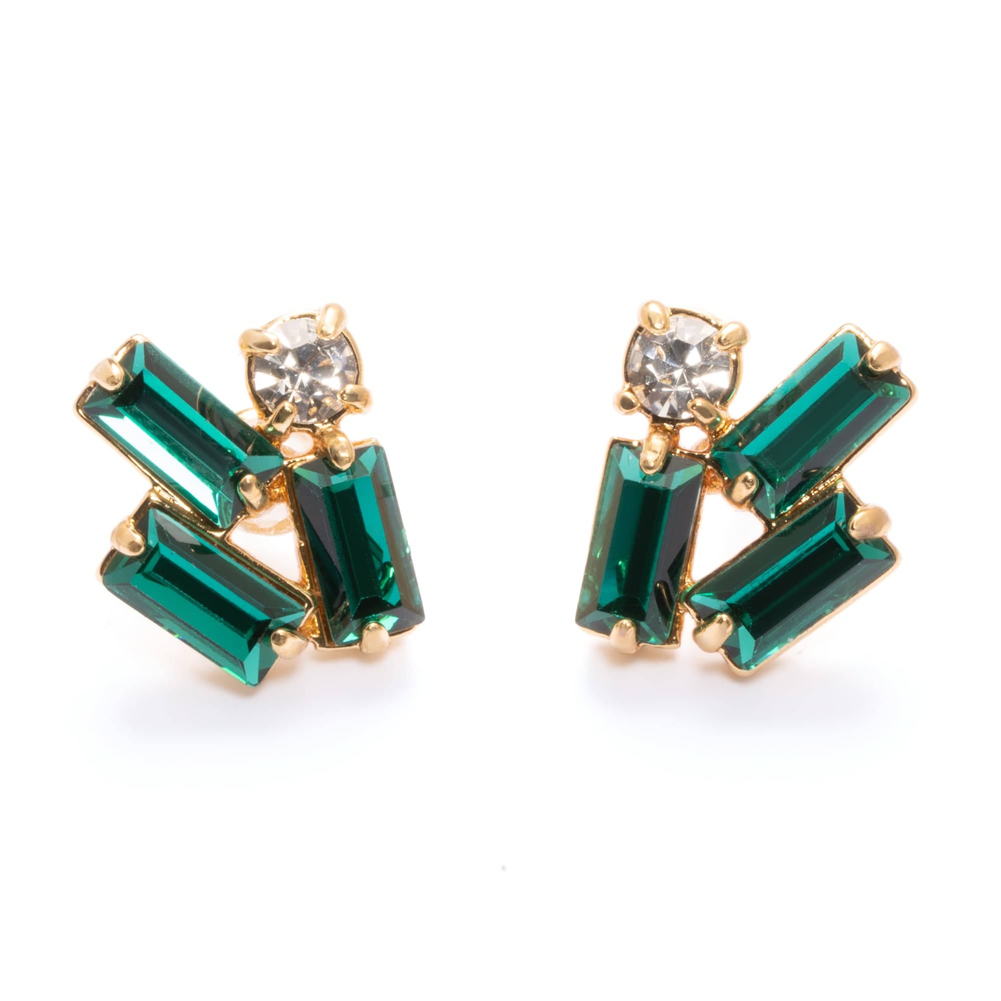 Earrings, Austrian Crystal & Rhinestones, Brass Plated With Russian Gold