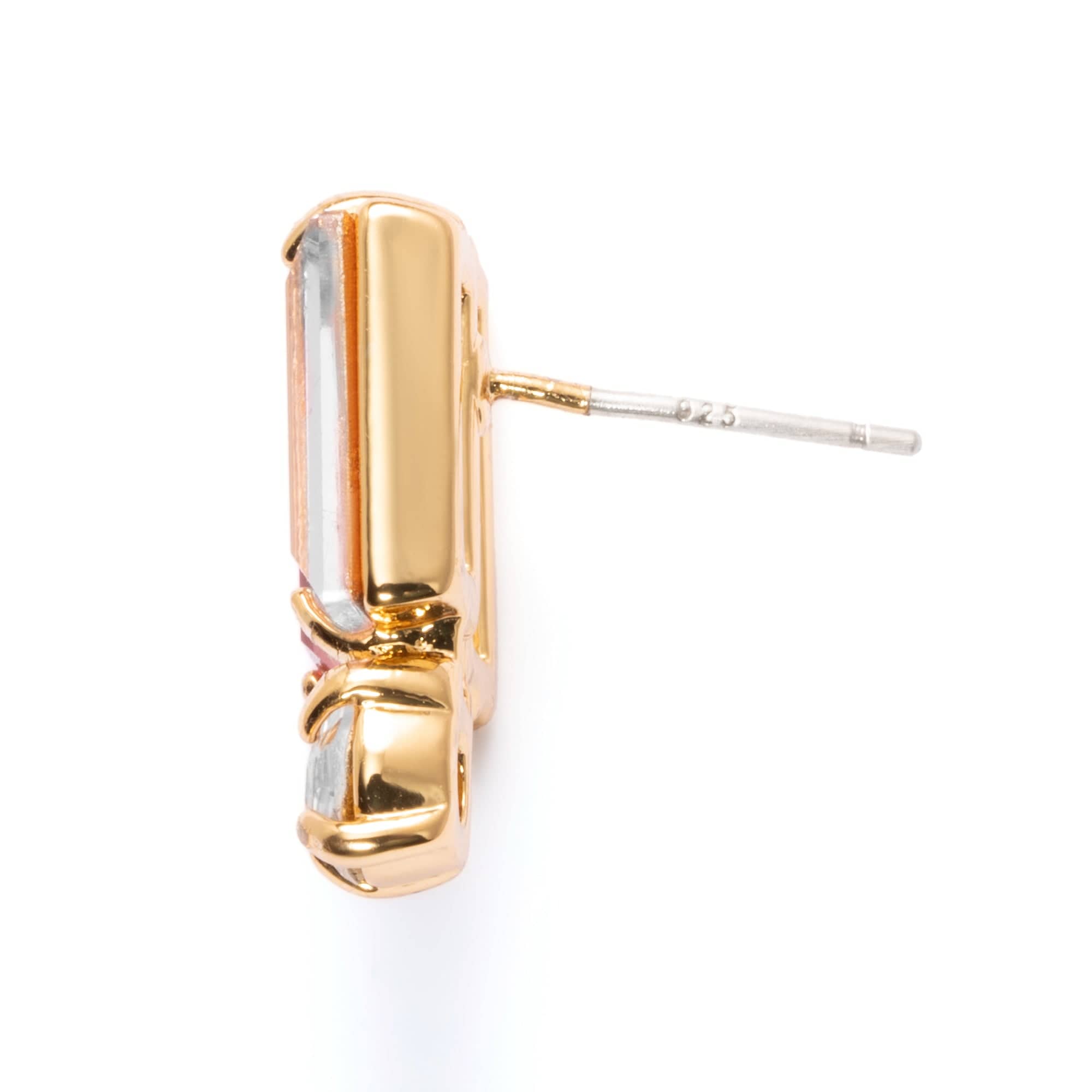 Earrings, Austrian Crystal & Rhinestones, Brass Plated With Russian Genuine Gold