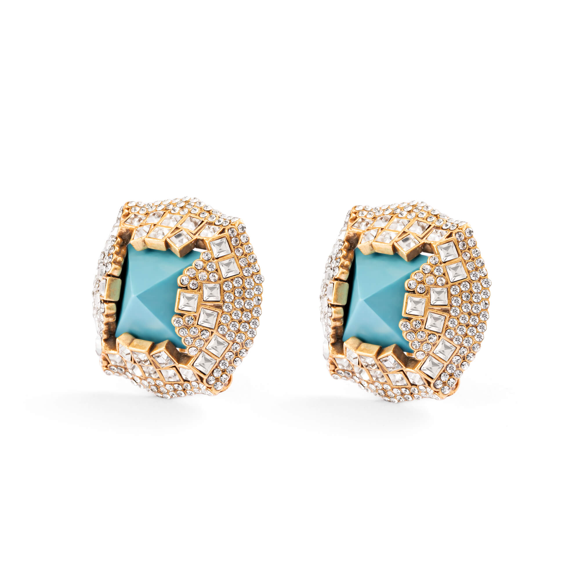 Lazurite Earrings Austrian Crystal & Rhinestone Brass Plated with genuine Russian Gold