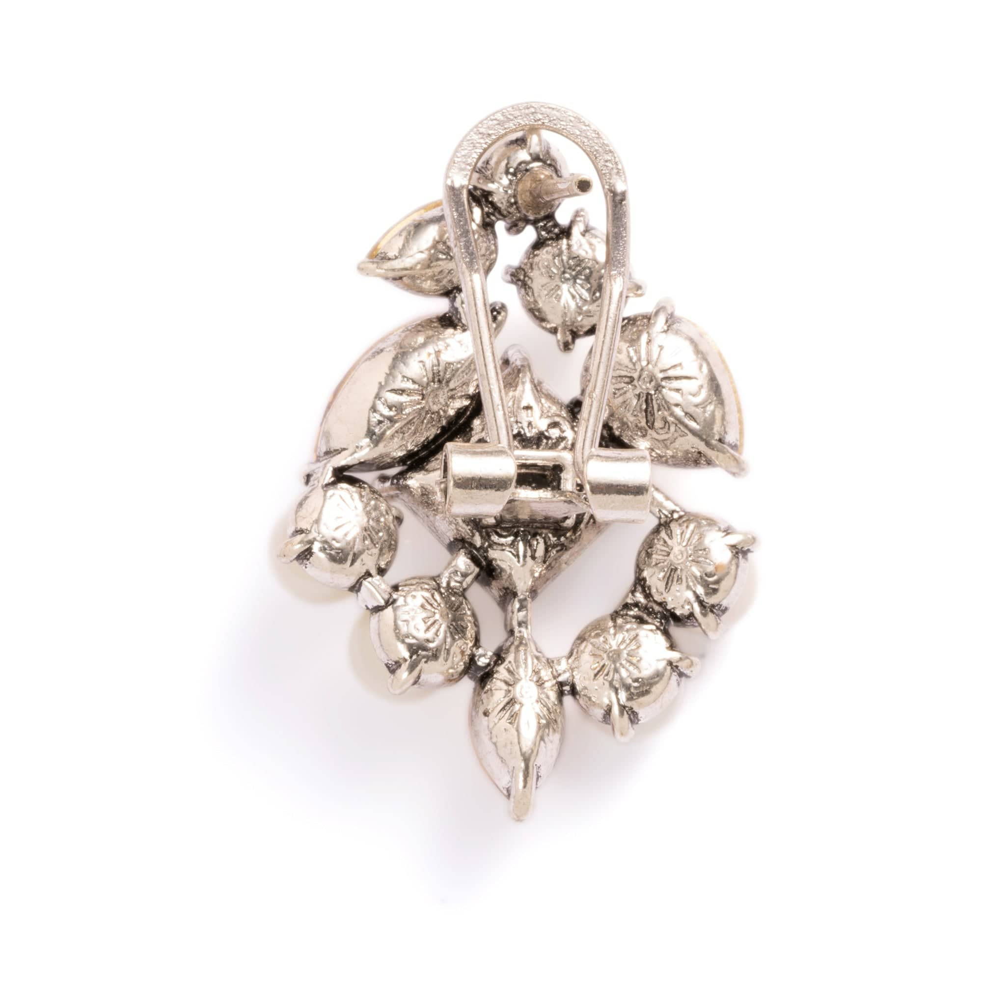 Brass Earrings, Imported Crystal Pearls, Imported Austrian Crystal, Electroplated Silver