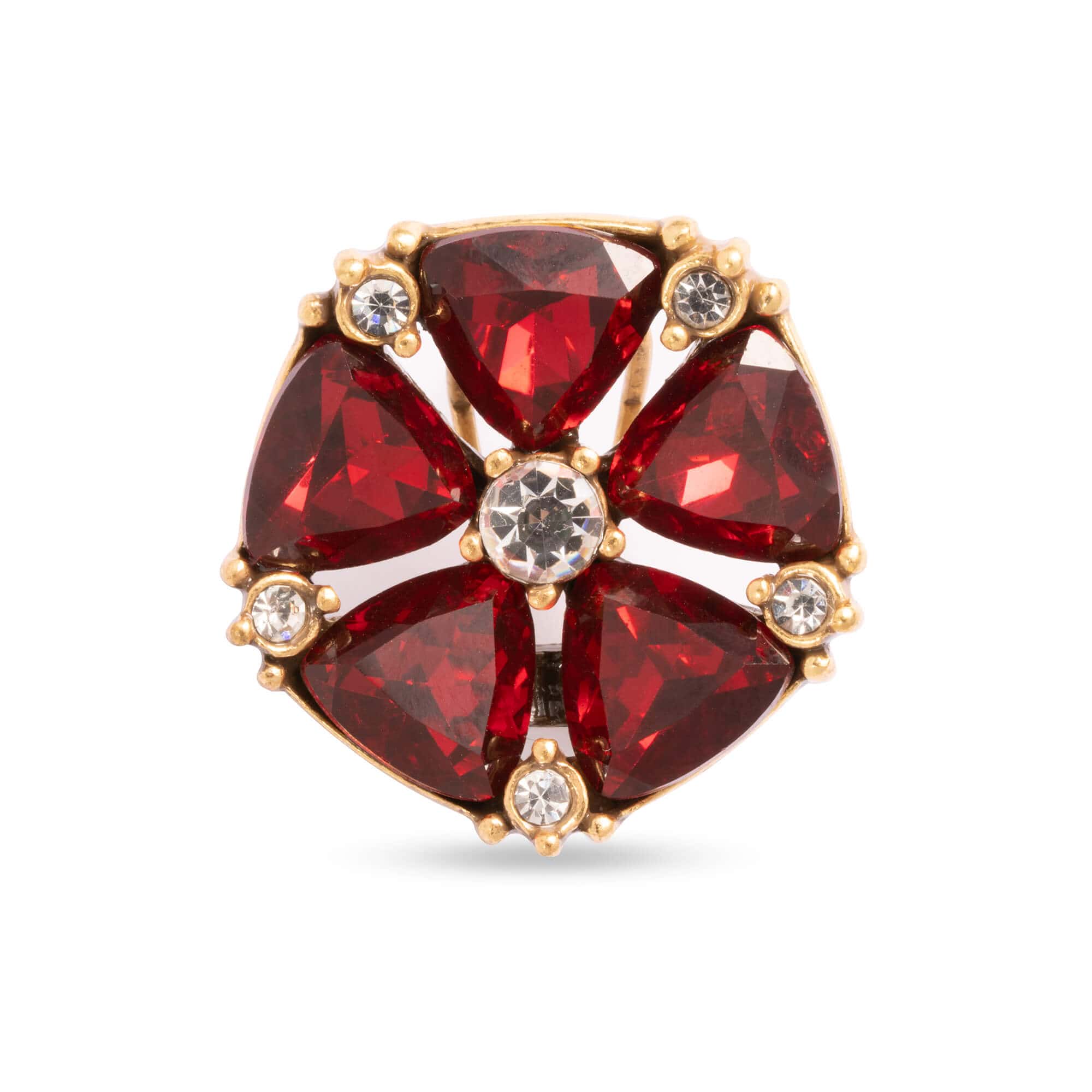 Red Crystal Earrings Alloy Austrian Crystal Austrian Rhinestone Plated with Genuine Russian Gold