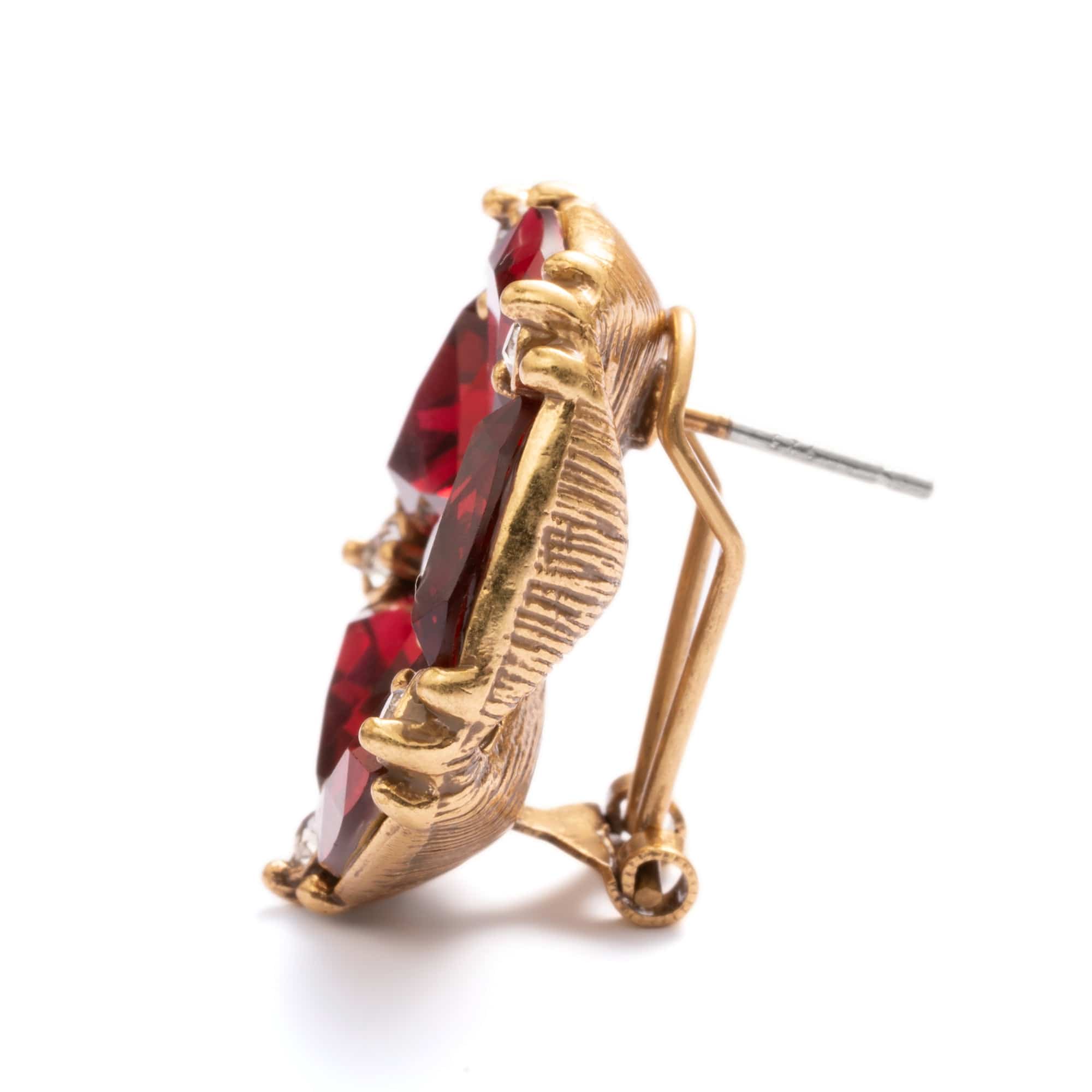 Red Crystal Earrings Alloy Austrian Crystal Austrian Rhinestone Plated with Genuine Russian Gold