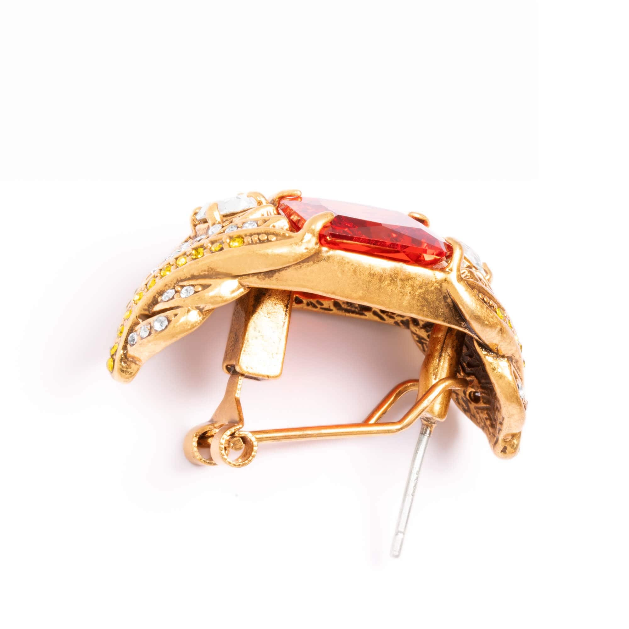 Red Agate Earrings, Alloy Plated Russian Gold