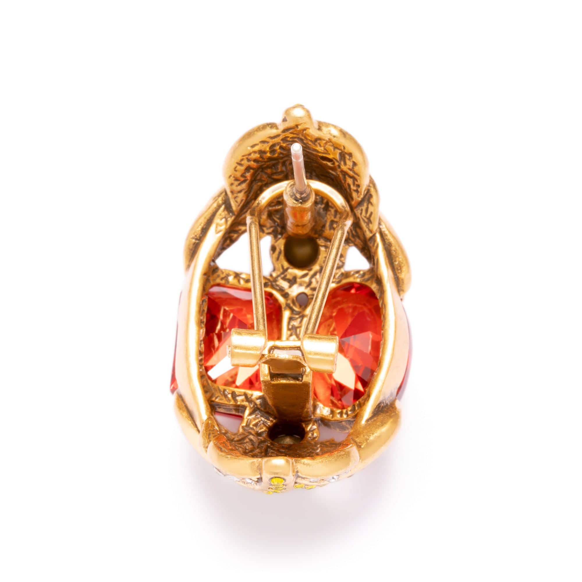 Red Agate Earrings, Alloy Plated With Russian Gold