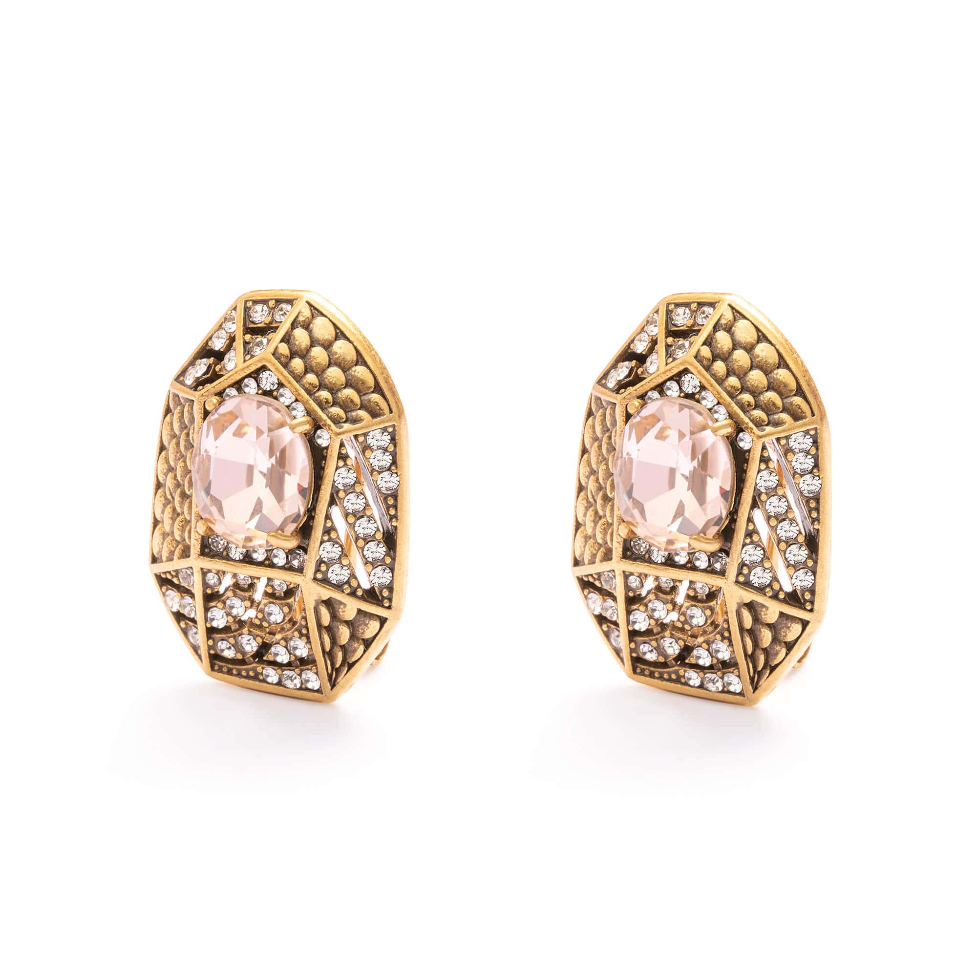 Earrings Austrian Crystal & Rhinestone Brass Plated with Genuine Russian Gold