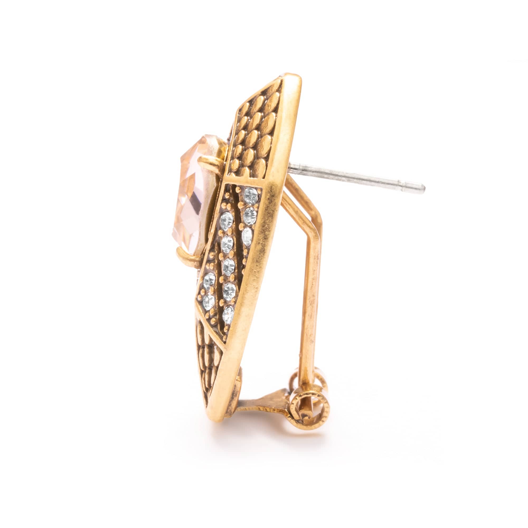 Earrings Austrian Crystal & Rhinestone Brass Plated with Genuine Russian Gold