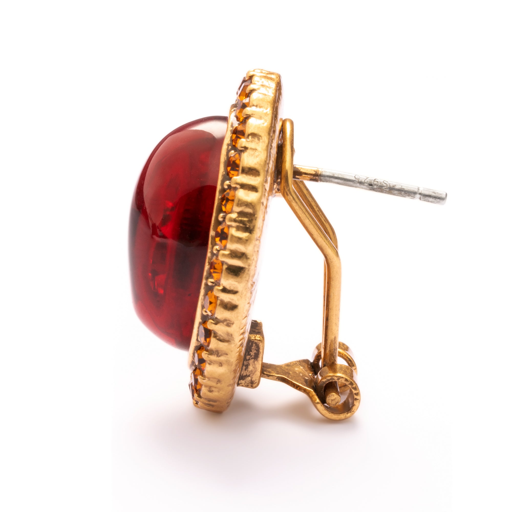 Red Agate Earrings Austrian Rhinestone Alloy Plated with Genuine Russian Gold