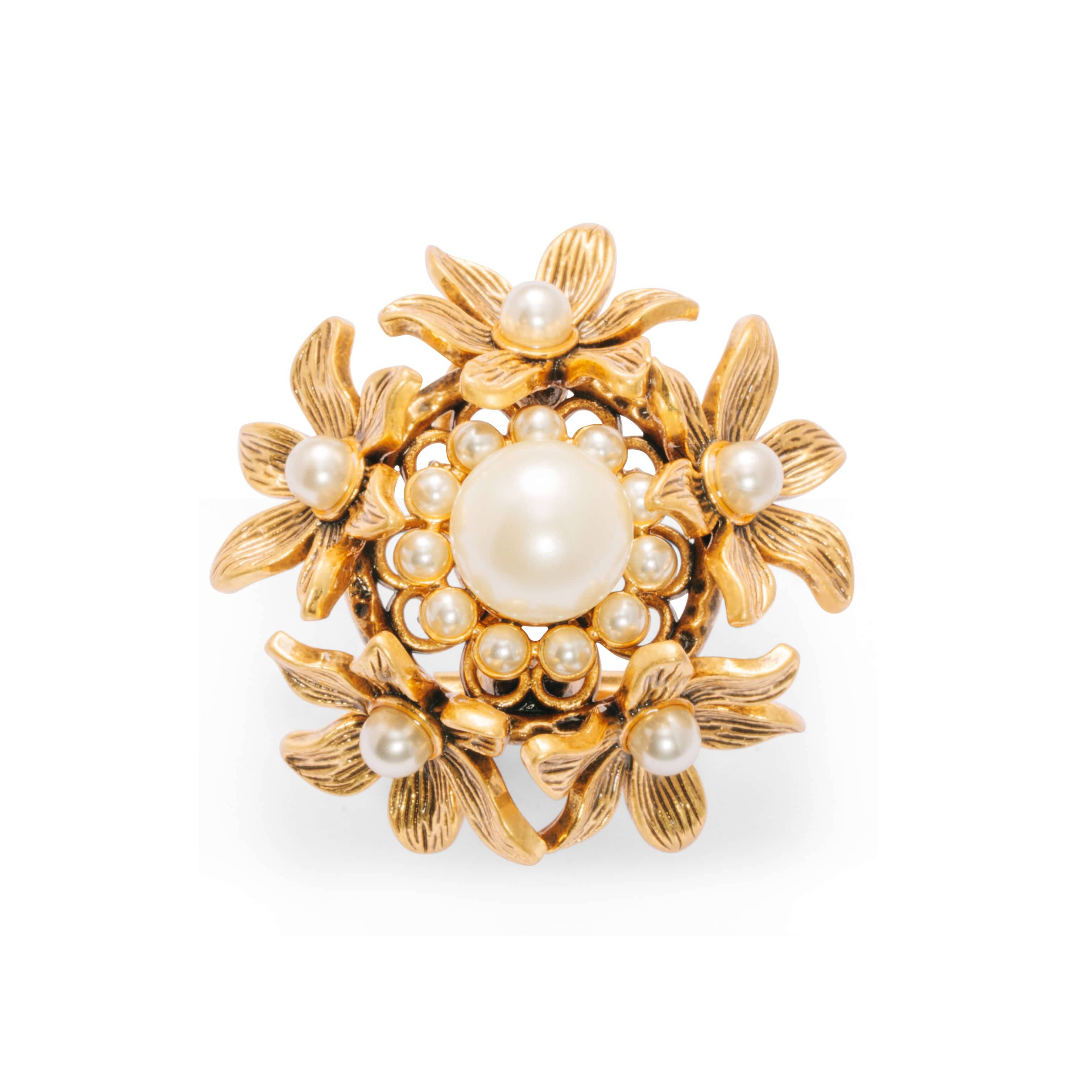 Pearl Earrings Crystal Pearl Brass Plated Russian Gold