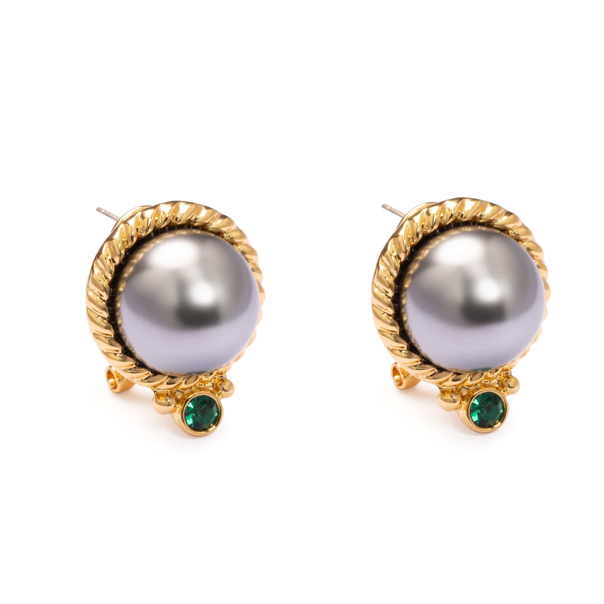 Brass eARRINGS, Imported Crystal Pearls Imported Austrian Rhinestones Electroplated Genuine Gold