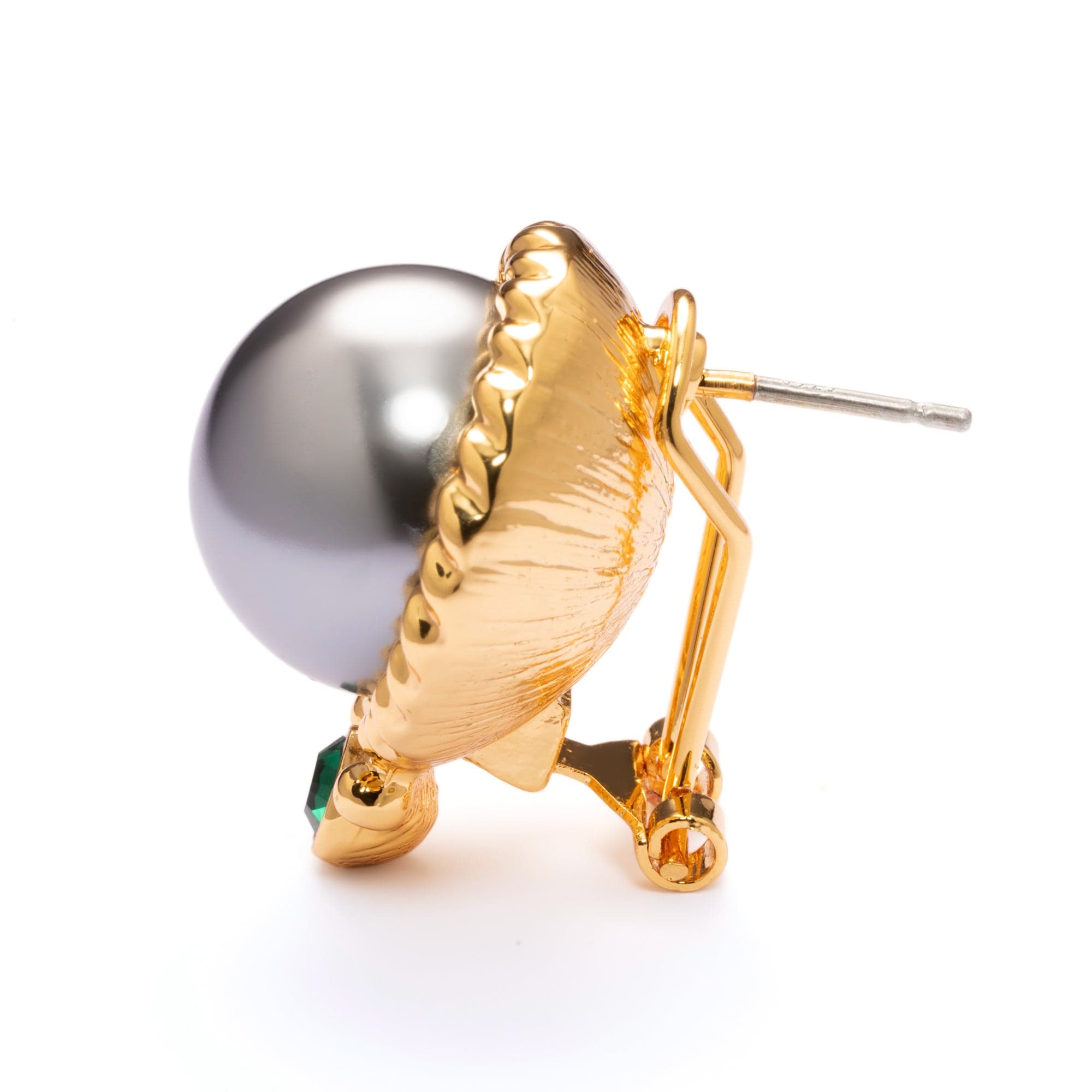 Brass eARRINGS, Imported Crystal Pearls Imported Austrian Rhinestones Electroplated Genuine Gold