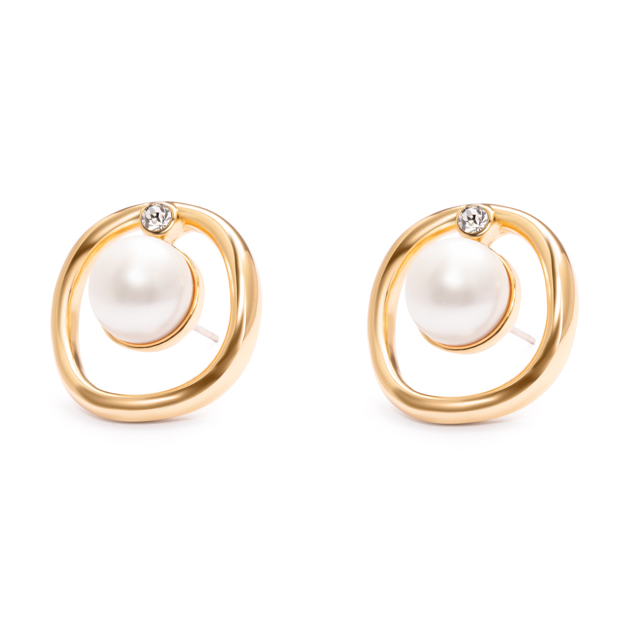 Crystal Pearl Earrings Austrian Rhinestones Alloy Plated With Russian Genuine Gold