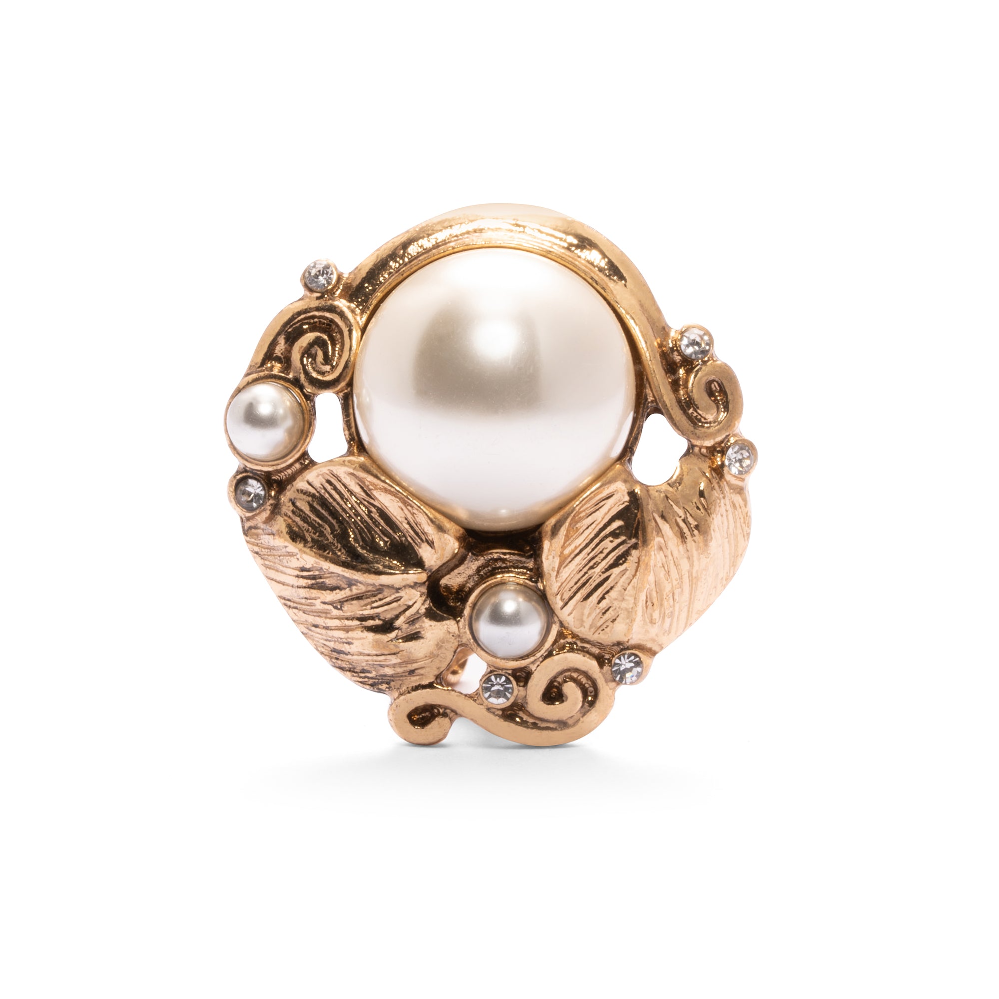 Earrings, Imported Austrian rhinestones Imported Crystal Pearls Brass Plated With Russian Genuine Gold
