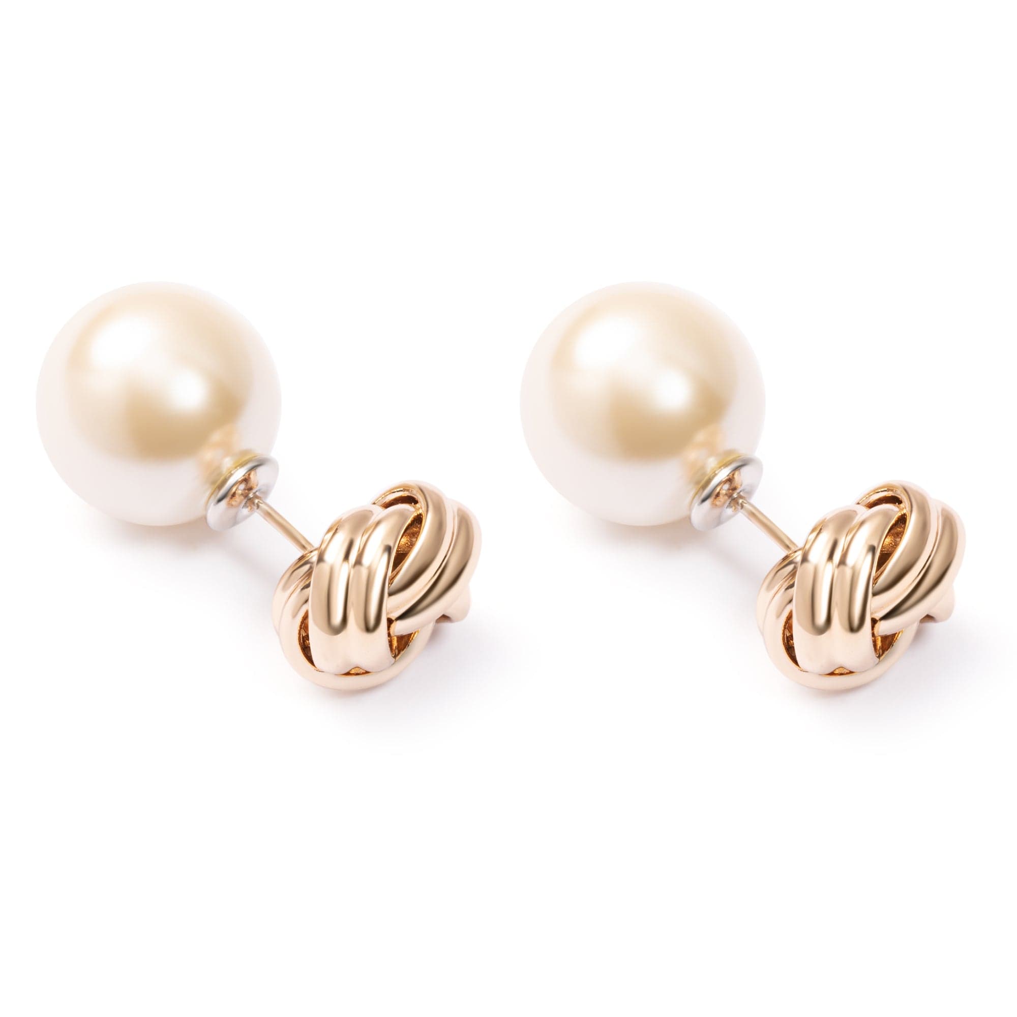 Brass Earrings, Imported Crystal Pearls, Electroplated Genuine Gold,