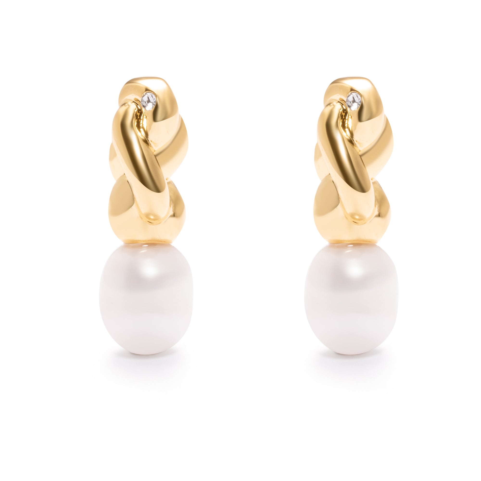 Crystal Earrings, Imported Pearls, Brass Plated With Russian Genuine Gold