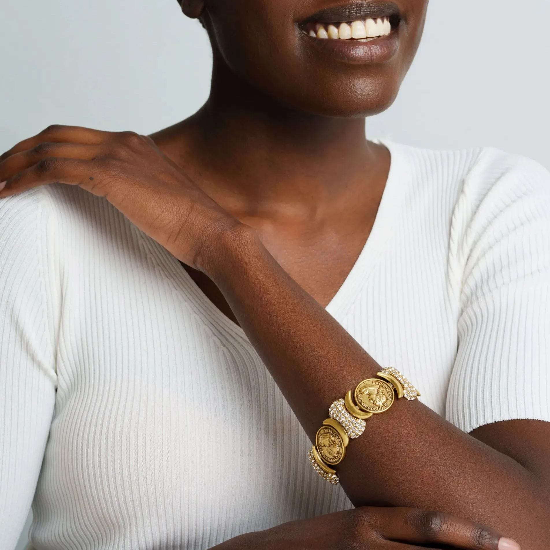 Bracelets, Austrian Rhinestones, Brass Plated With Russian Genuine Gold