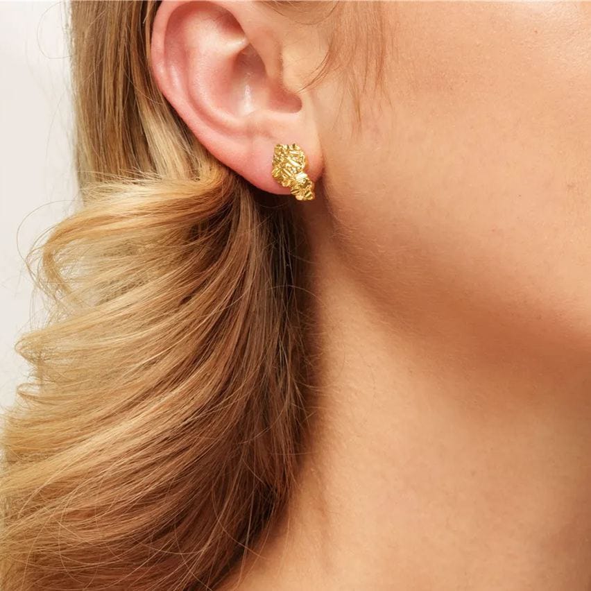 Earrings, Alloy Plated With Genuine Gold