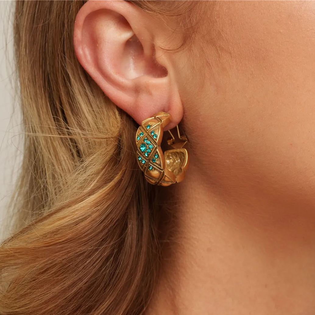 Alloy Earrings, Austrian Rhinestones, Russian Genuine Gold