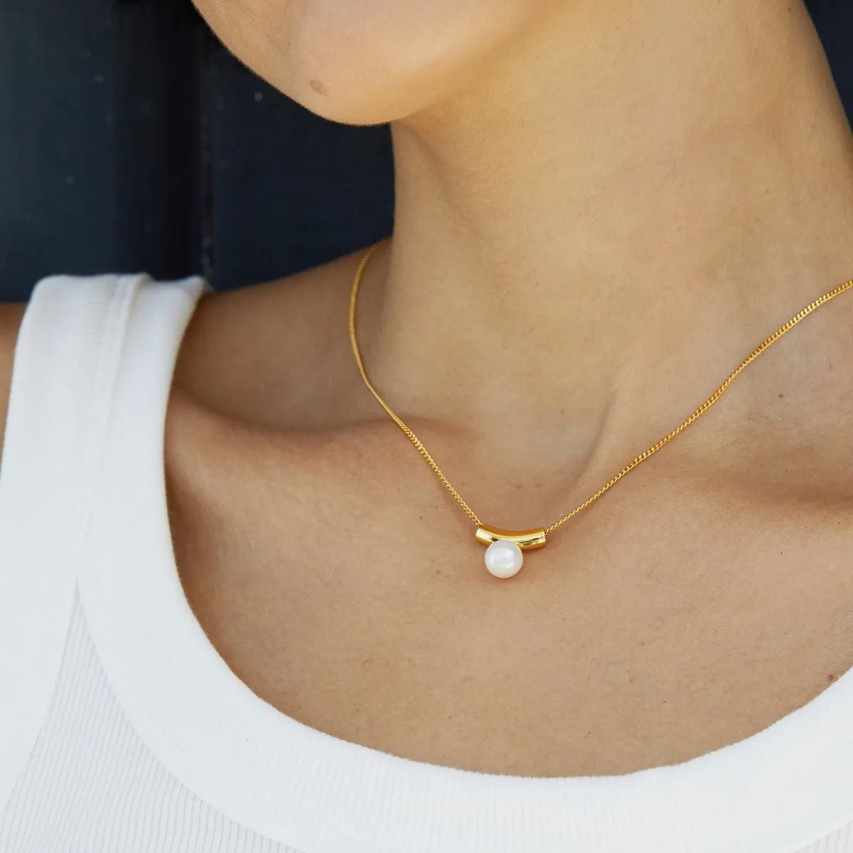 Collar de perlas de oro vermeil de 18 quilates