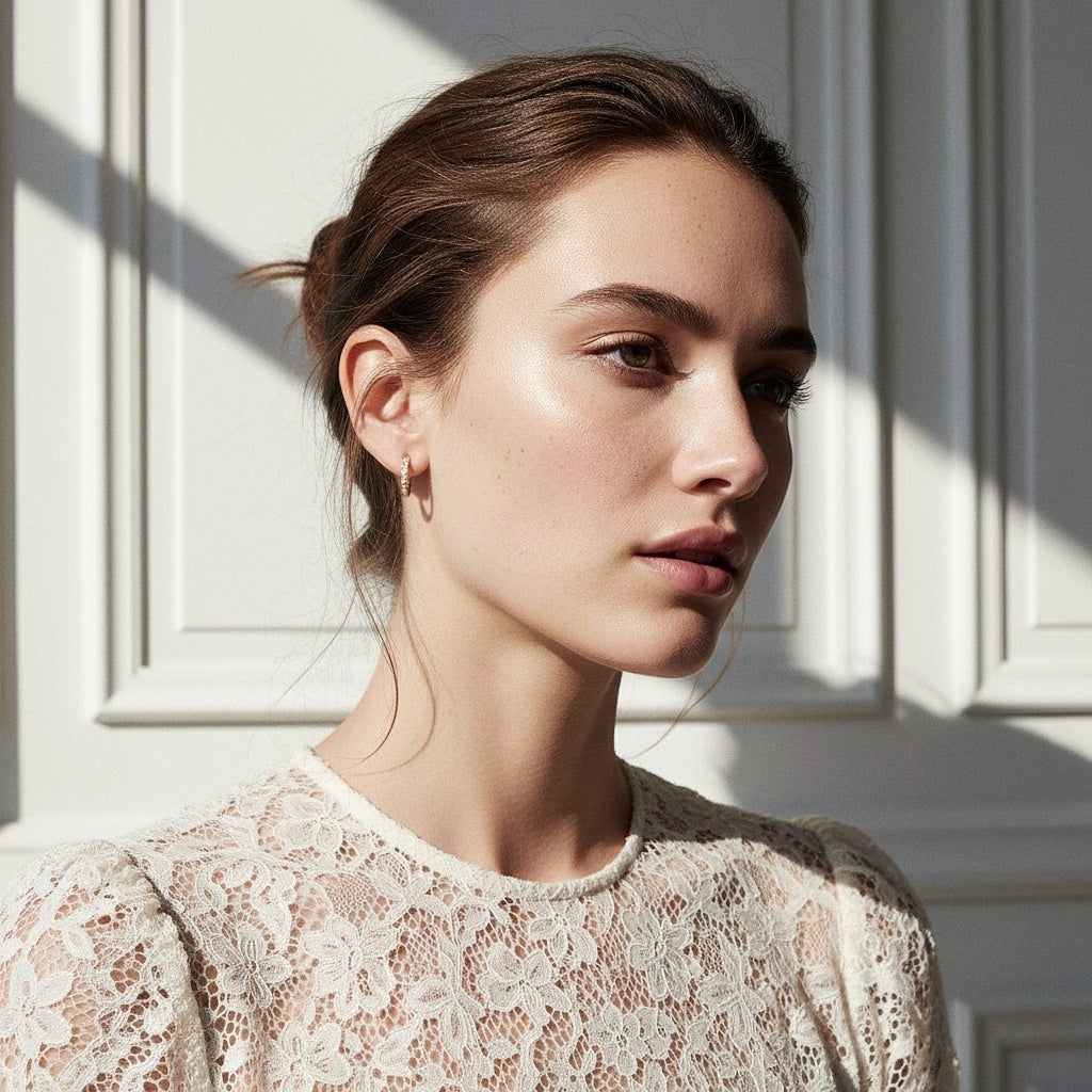 Boucle d'oreille Eternity plaquée or 18 carats