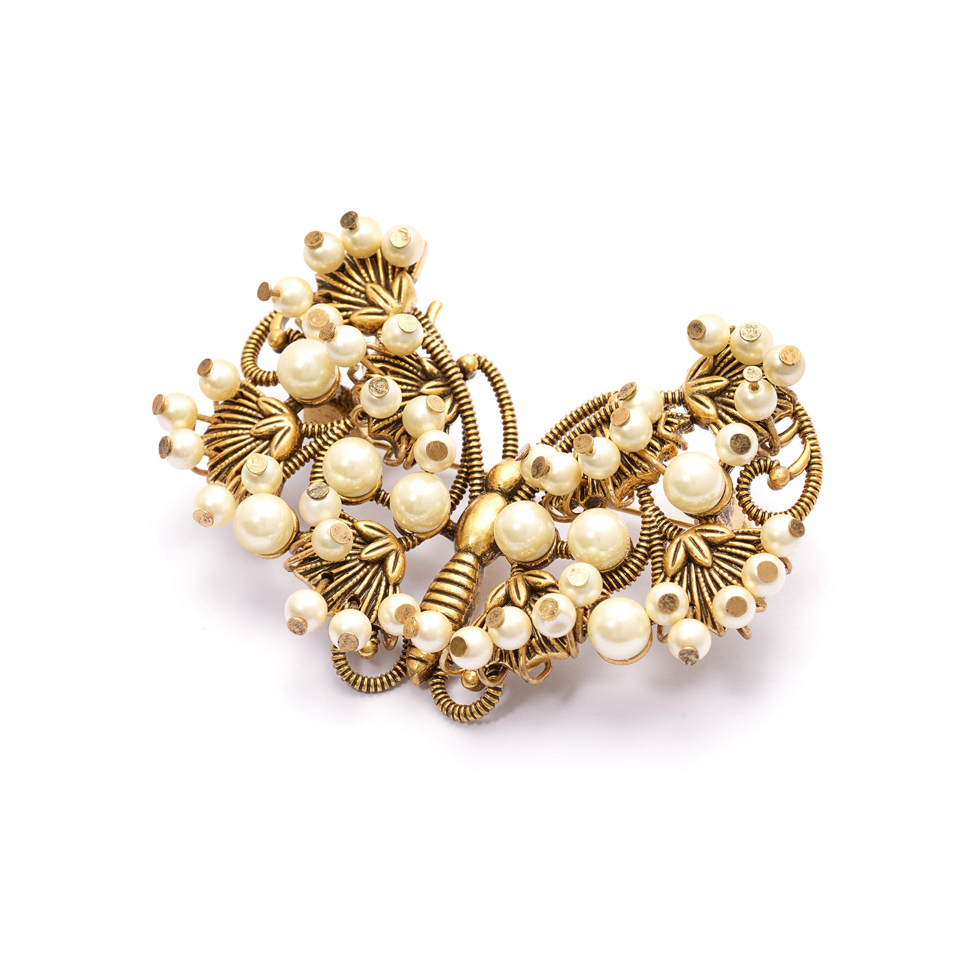 Brooch brass crystal pearl plated with Russian gold