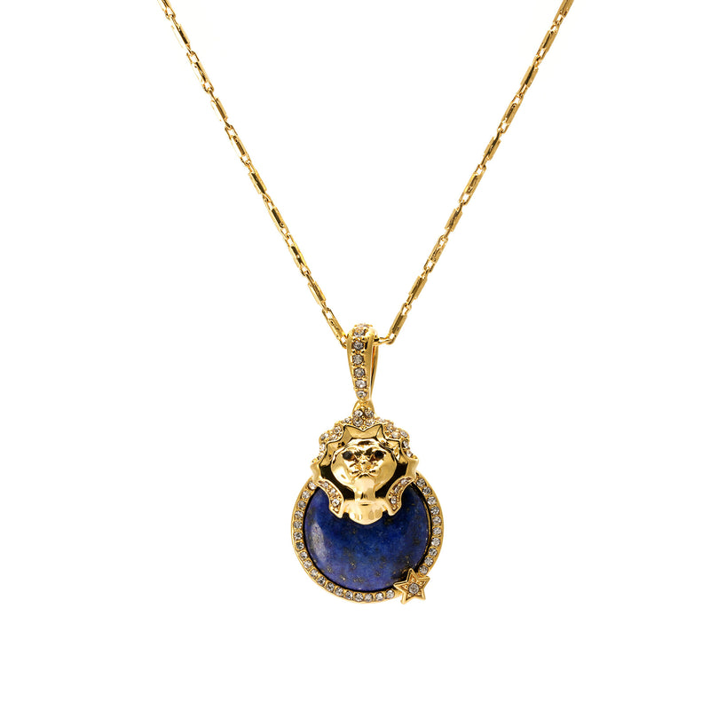 Necklace brass lapis lazuli Austrian rhinestone plated Russian gold
