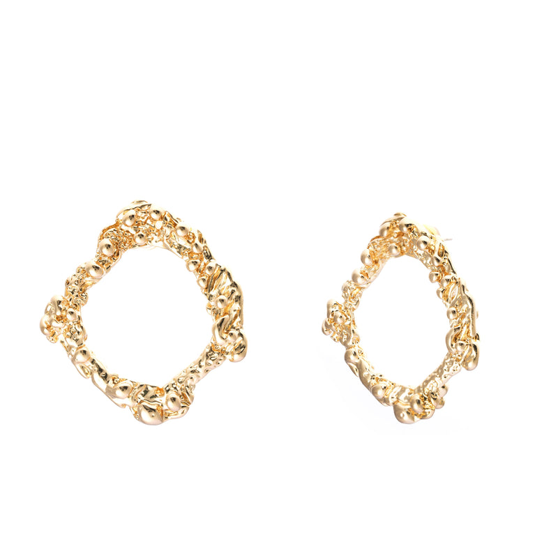 Earrings, alloy, plated real gold