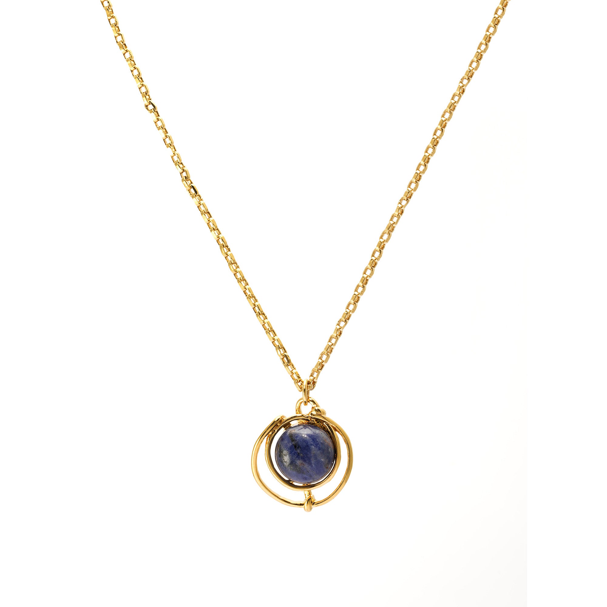 Necklace alloy blue sand stone plated real gold