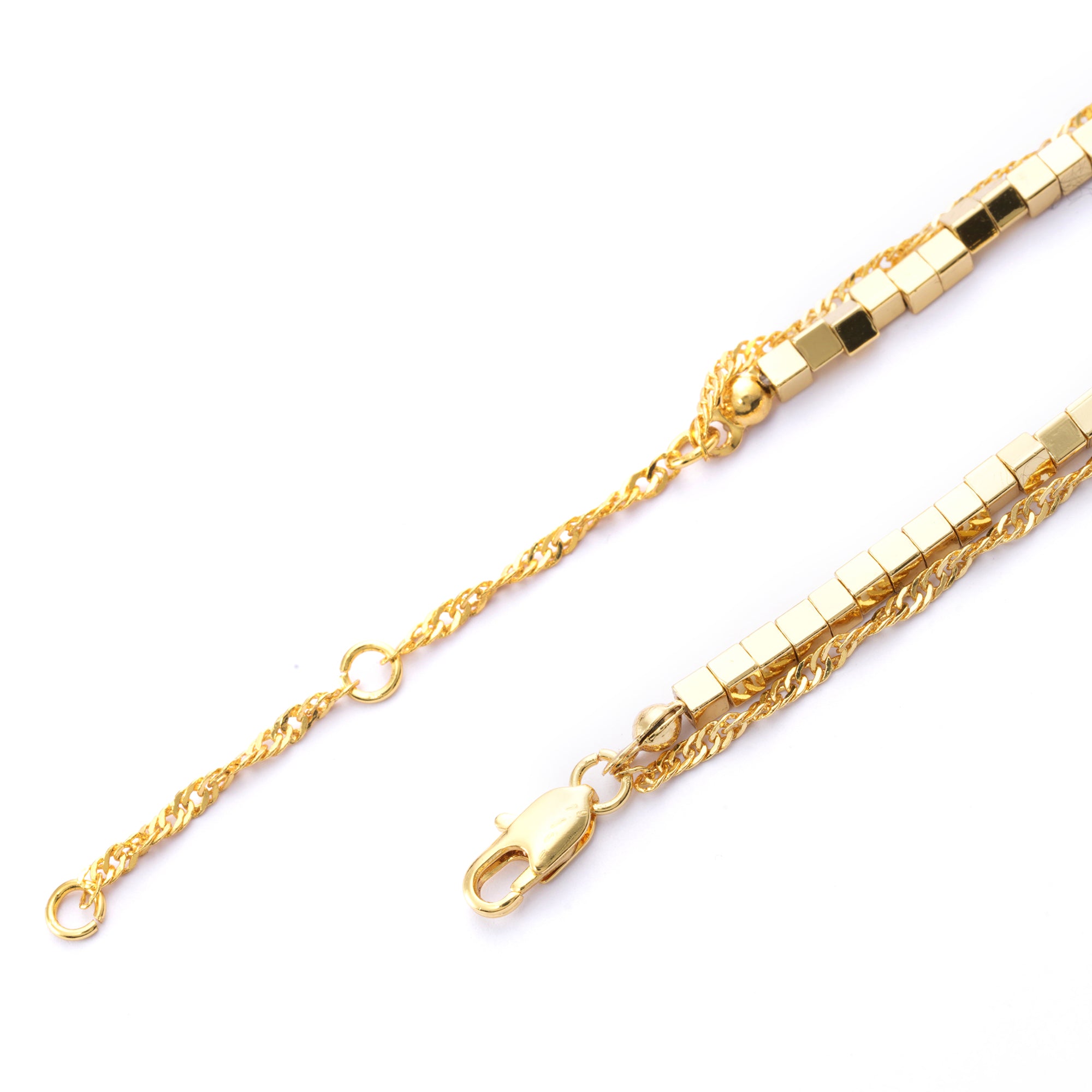 Brass Plated Necklaces,  White Crystal Dipped Color, Electroplated Genuine Gold