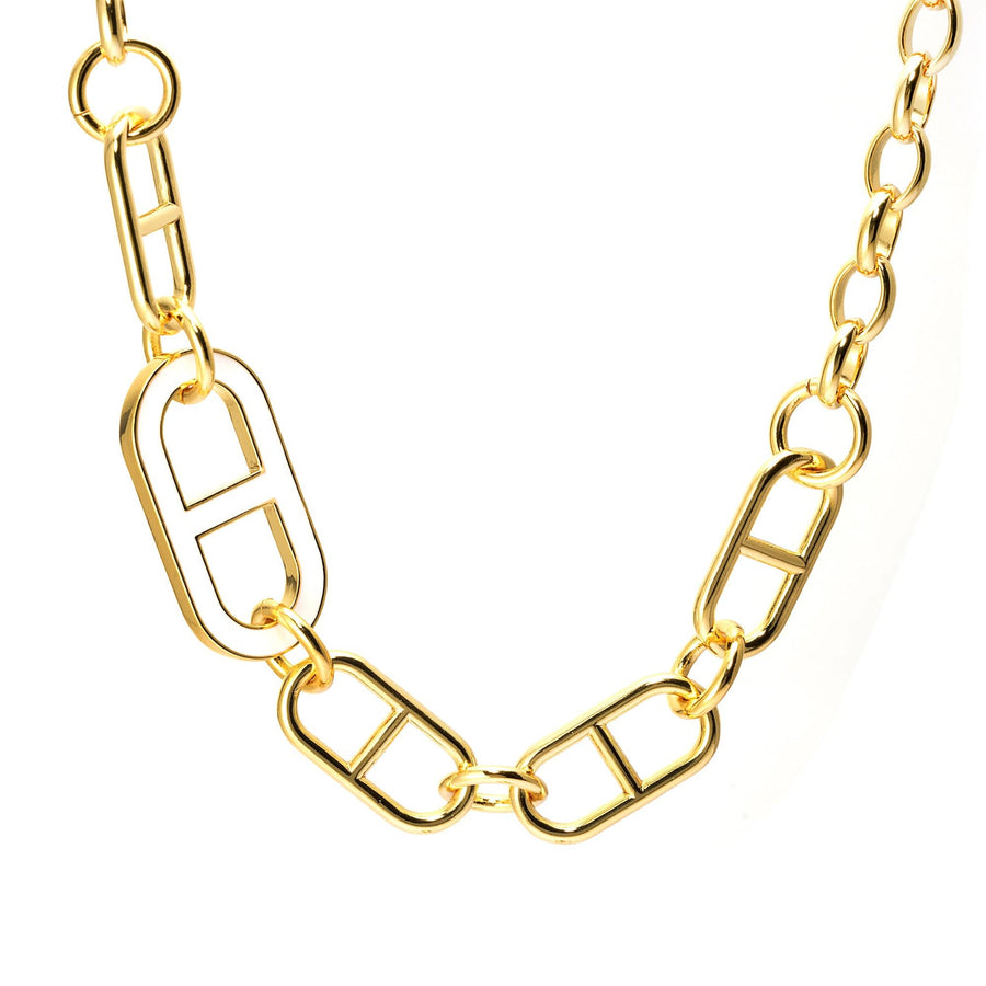 Necklace brass plated with real gold