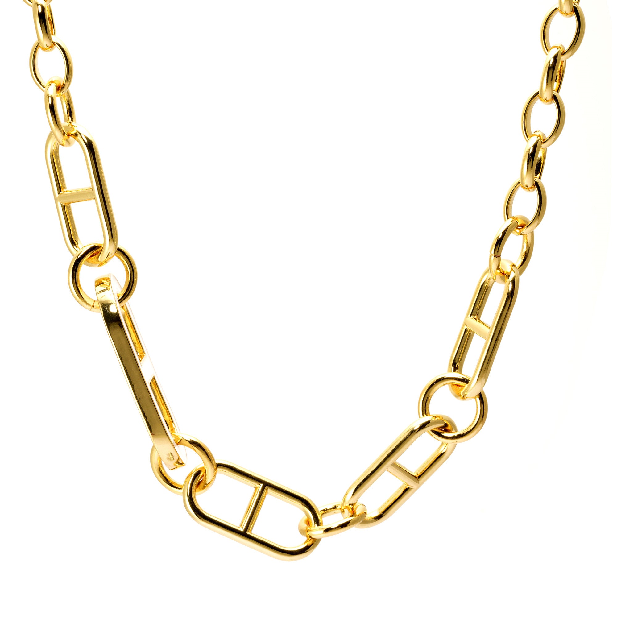 Necklace brass plated with real gold