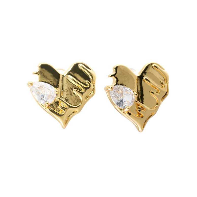 Earrings, Austrian Crystal, Brass Plated With Genuine Gold